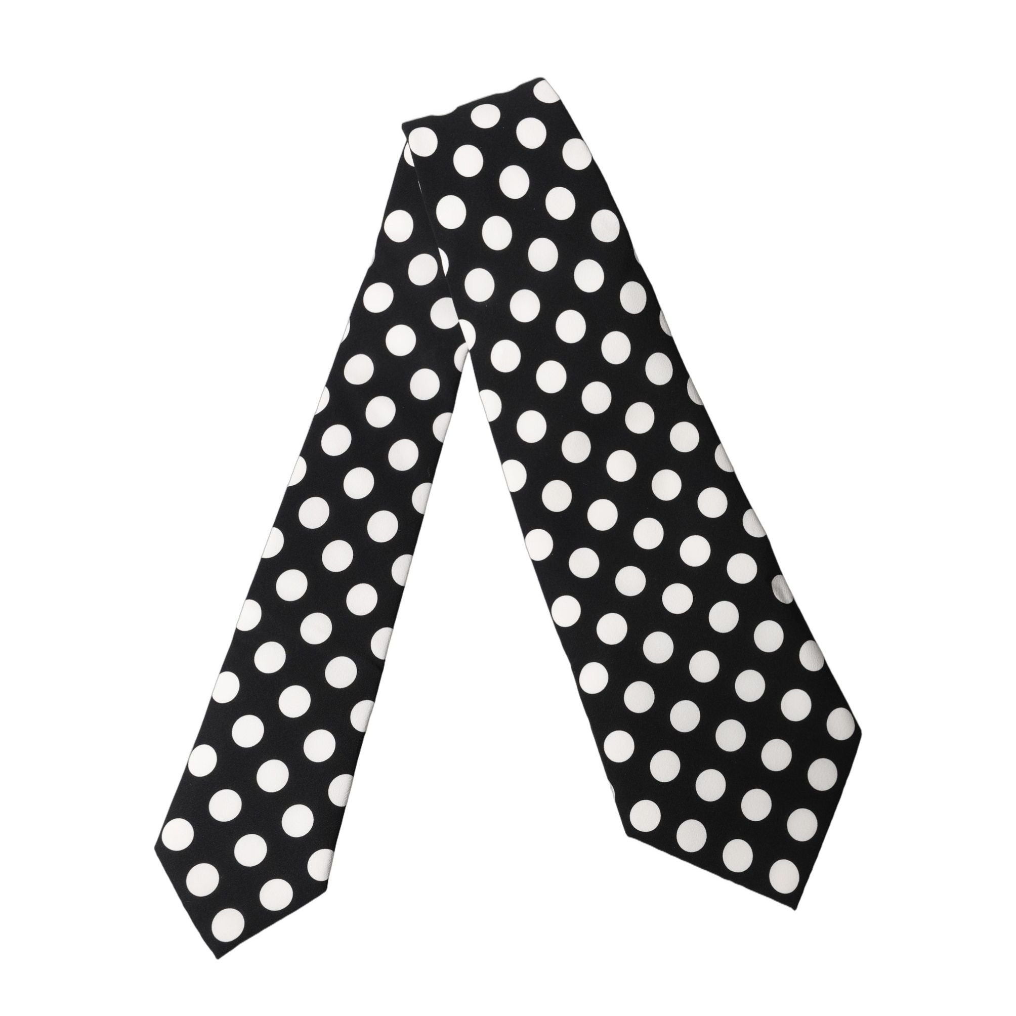 Dolce & Gabbana Black White Polka Dot Silk Adjustable Women Necktie Tie