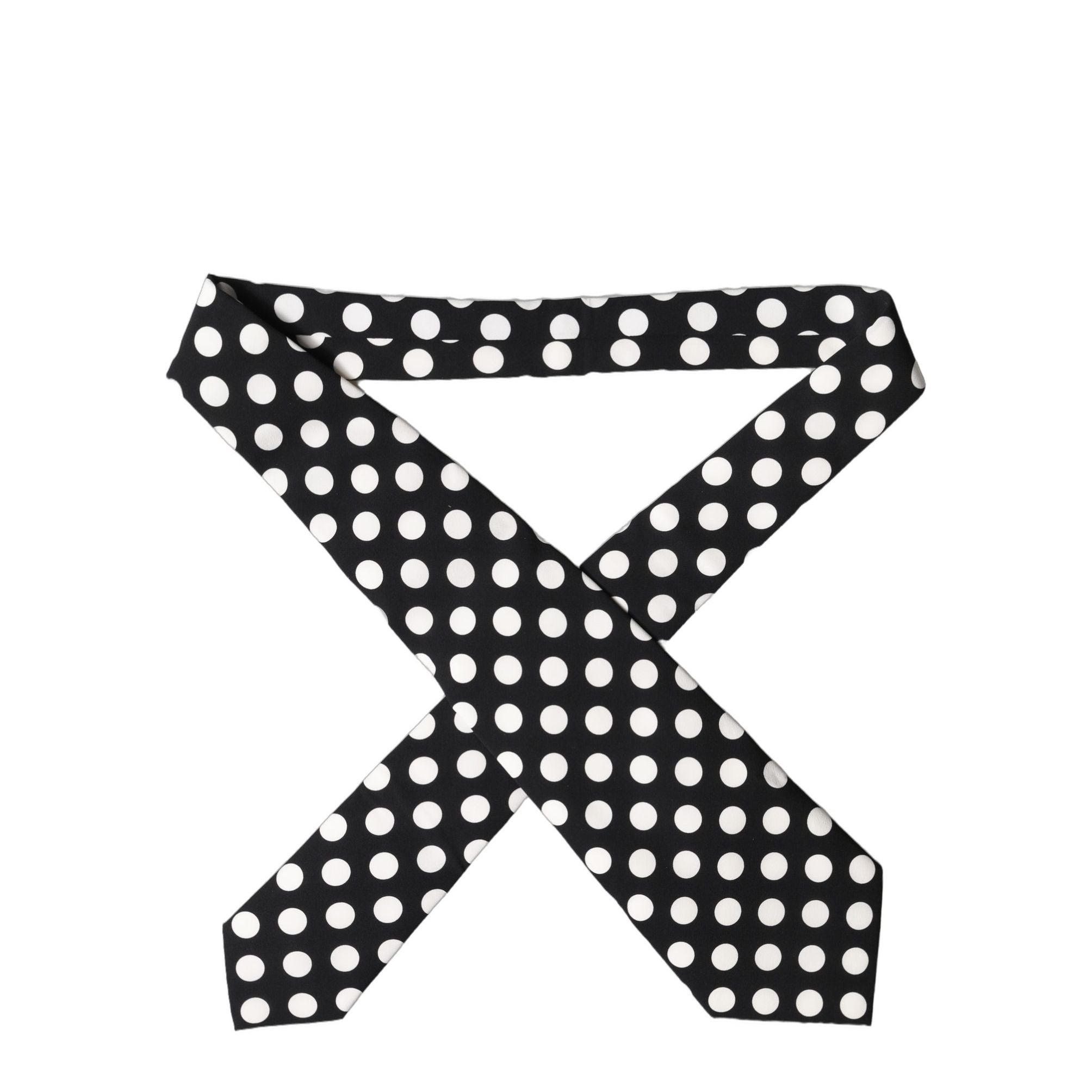 Dolce & Gabbana Black White Polka Dot Silk Adjustable Women Necktie Tie