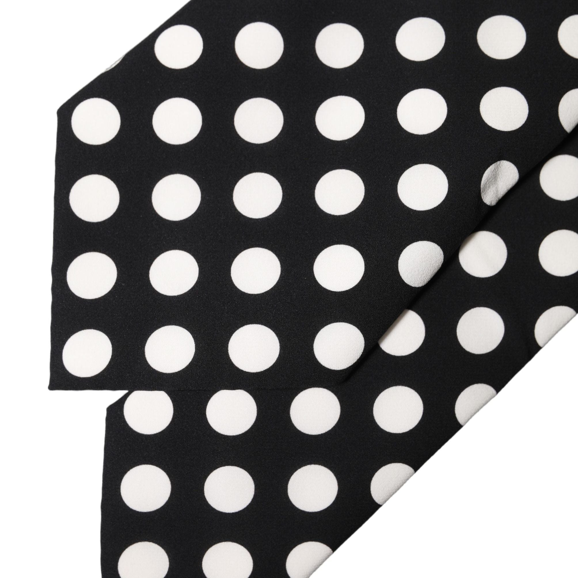 Dolce & Gabbana Black White Polka Dot Silk Adjustable Women Necktie Tie