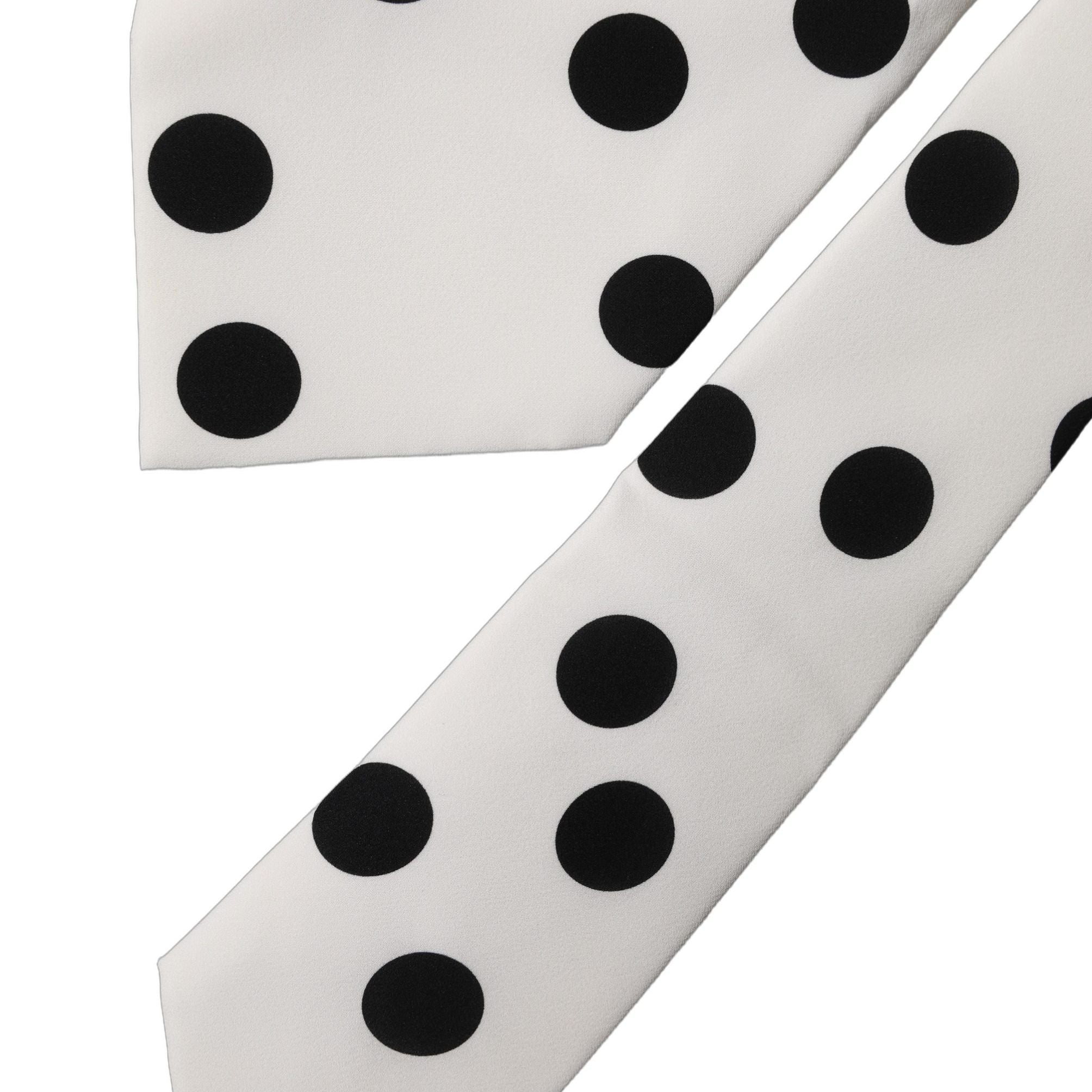 Dolce & Gabbana White Black Polka Dot Silk Adjustable Women Necktie Tie