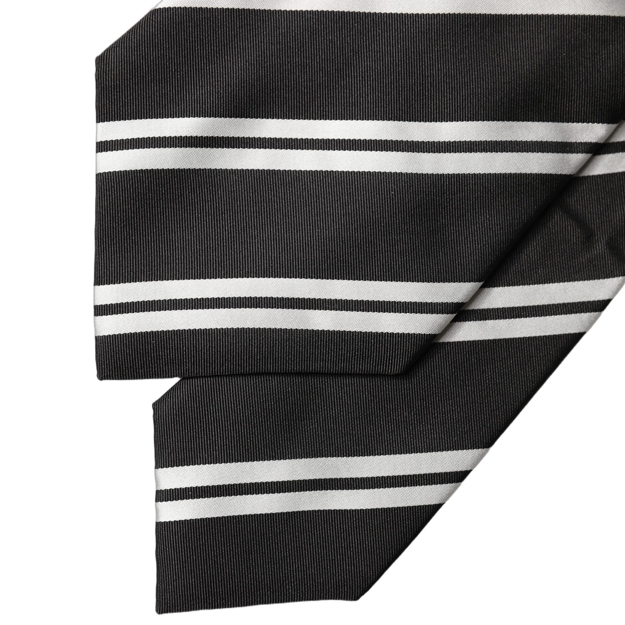 Dolce & Gabbana Black White Stripes Silk Adjustable Women Necktie Tie