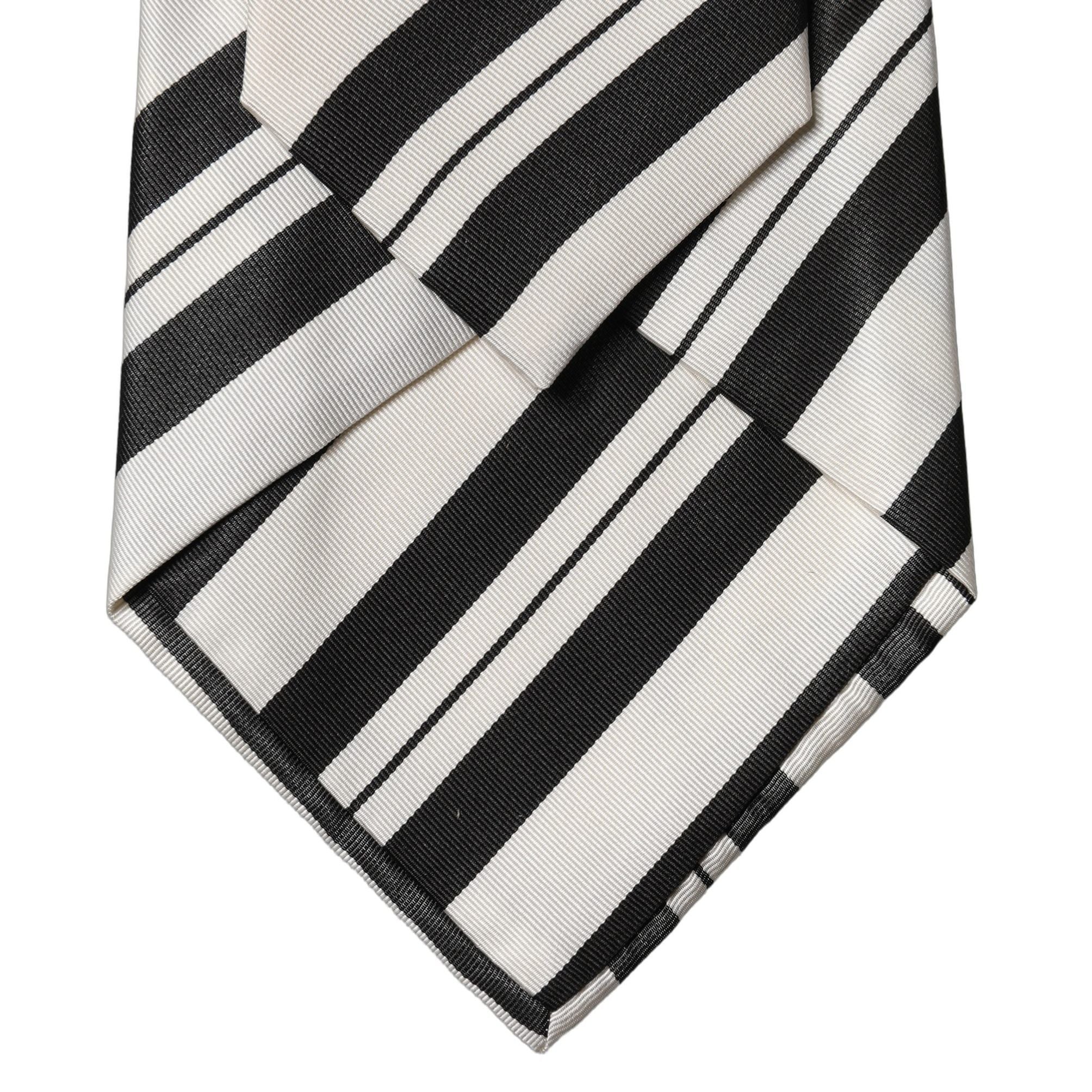 Dolce & Gabbana Black White Stripes Silk Adjustable Women Necktie Tie