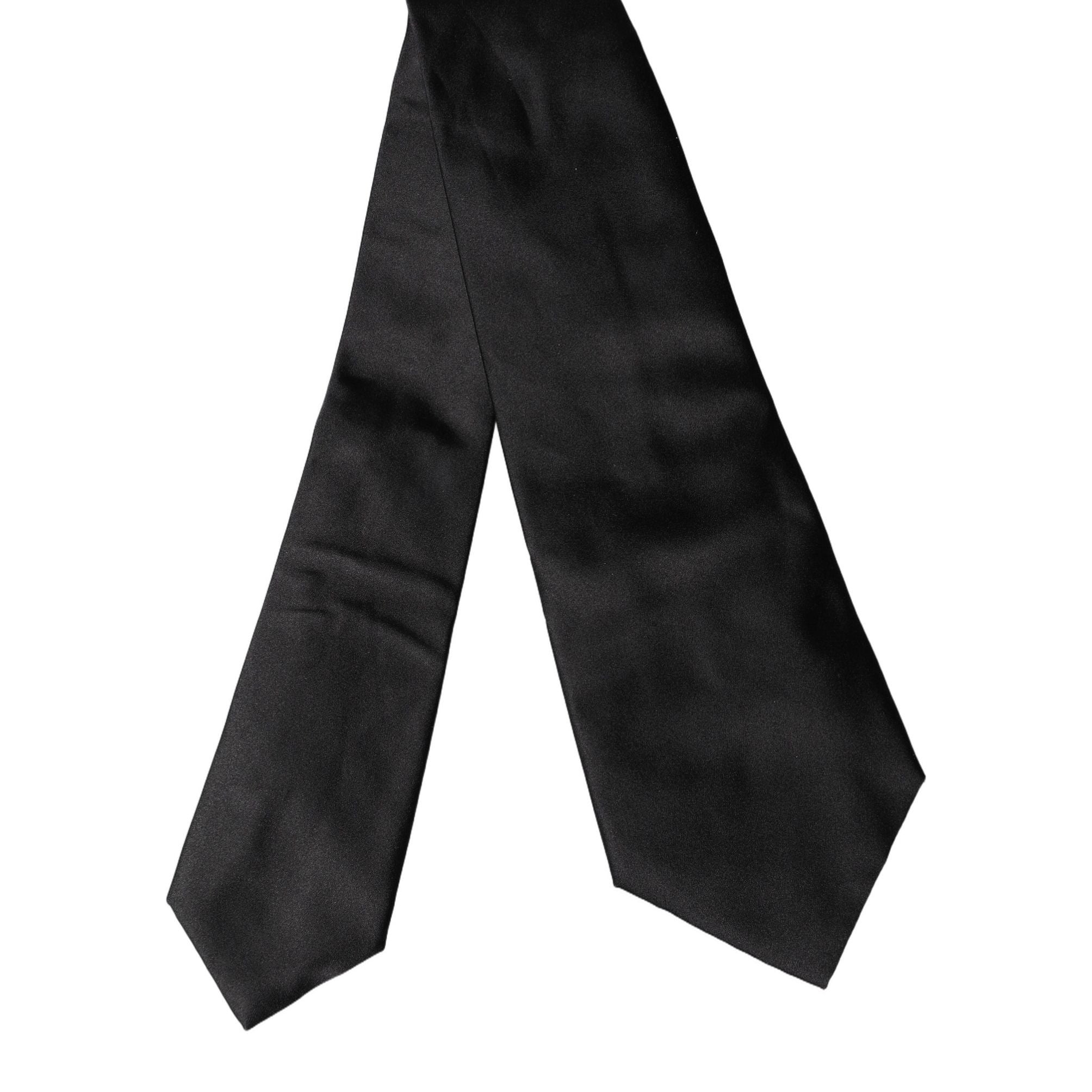 Dolce & Gabbana Black Satin Silk Blend Adjustable Women Tied Necktie Tie