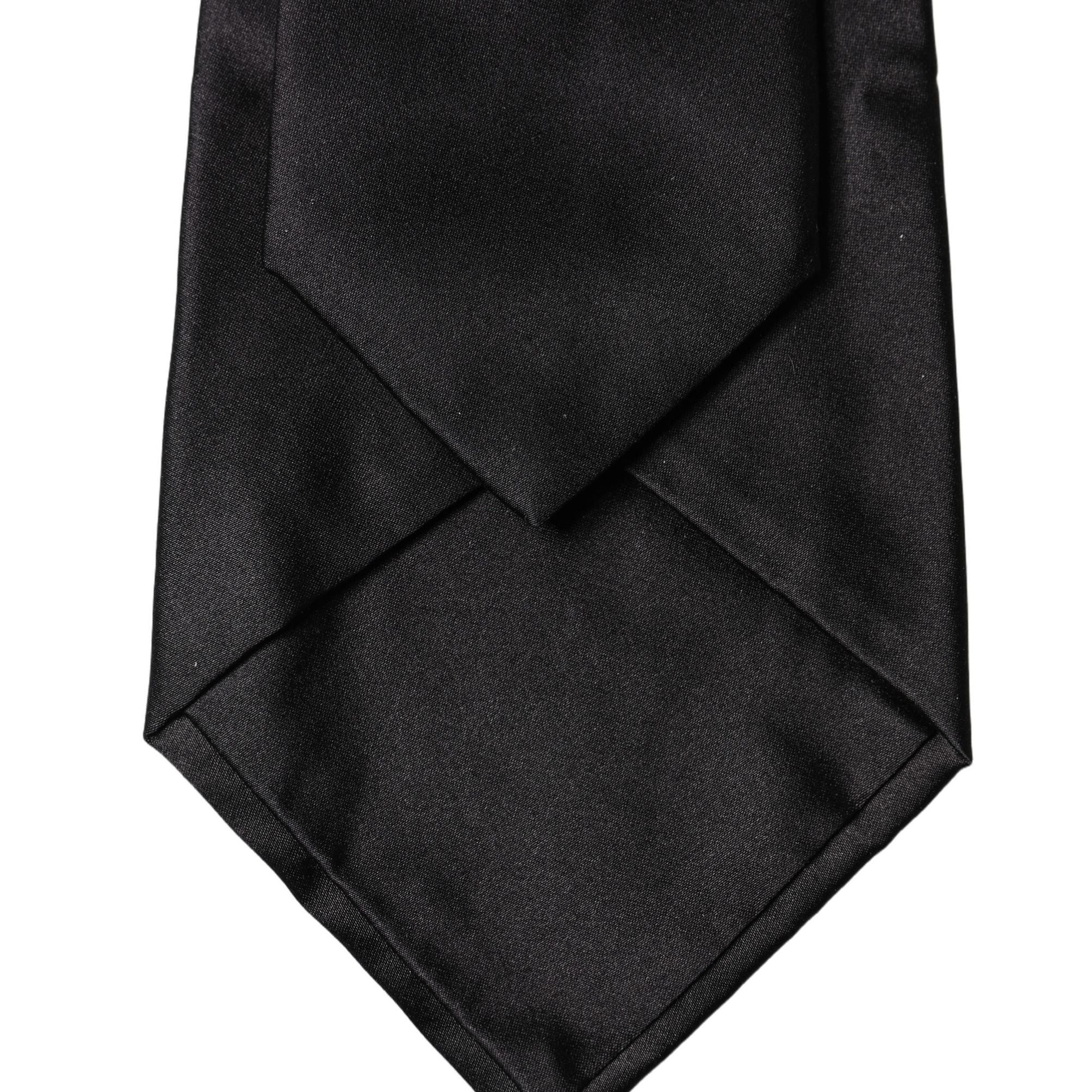 Dolce & Gabbana Black Satin Silk Blend Adjustable Women Tied Necktie Tie