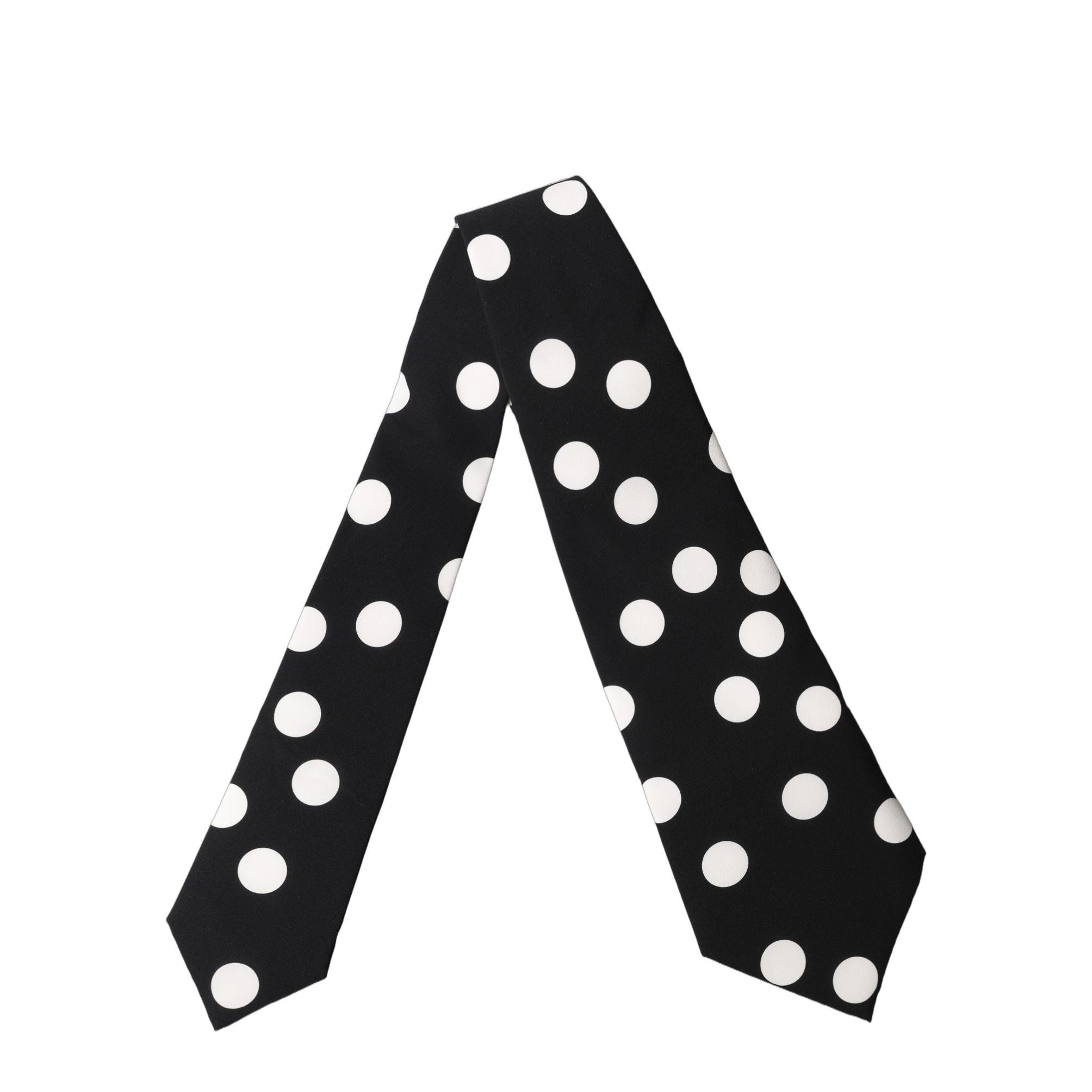 Dolce & Gabbana Black White Polka Dot Silk Adjustable Women Necktie Tie