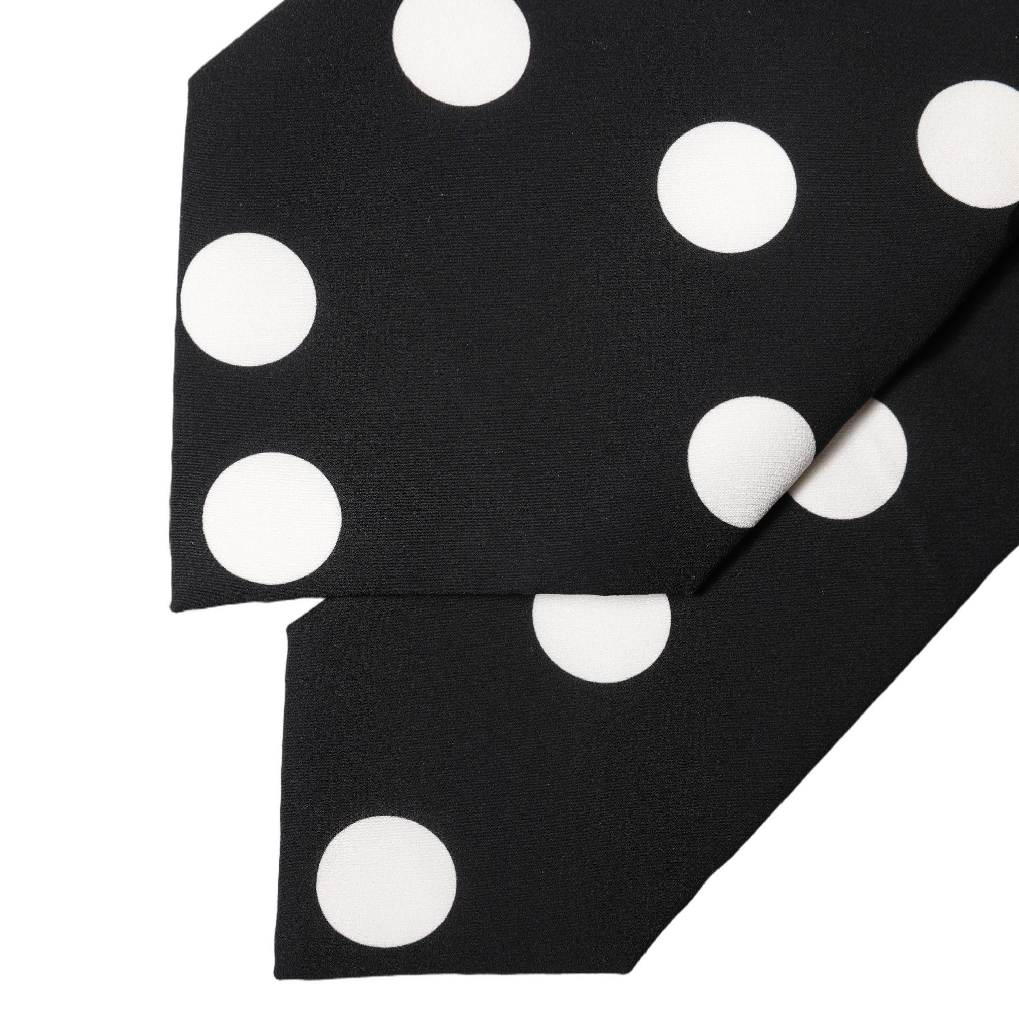 Dolce & Gabbana Black White Polka Dot Silk Adjustable Women Necktie Tie