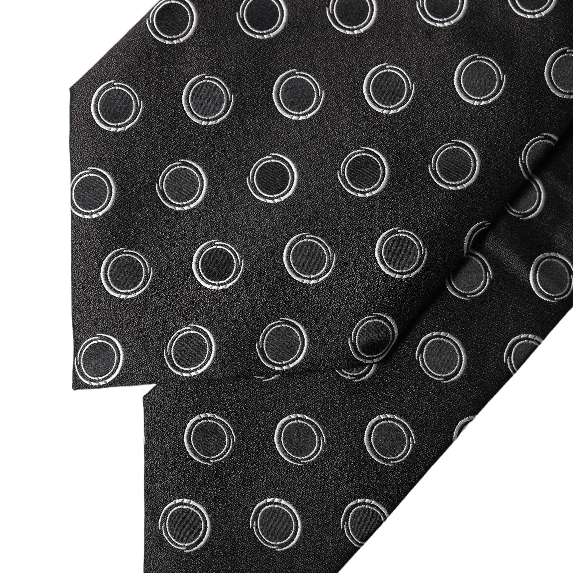 Dolce & Gabbana Black White Polka Dot Silk Adjustable Women Necktie Tie