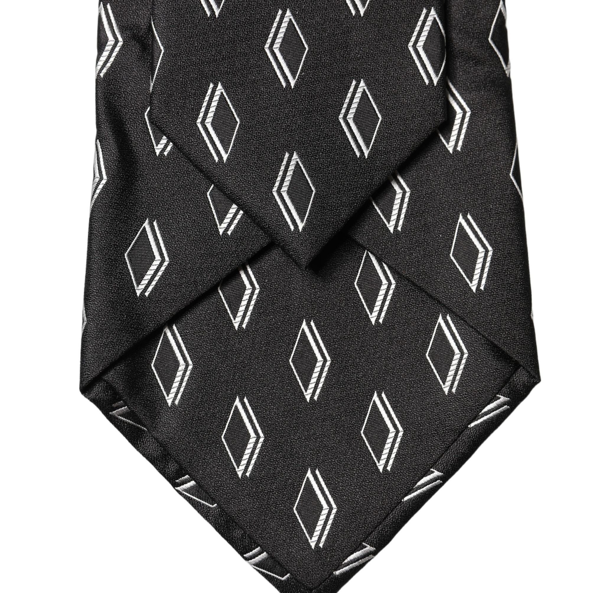 Dolce & Gabbana Black Patterned Silk Adjustable Women Tied Necktie Tie