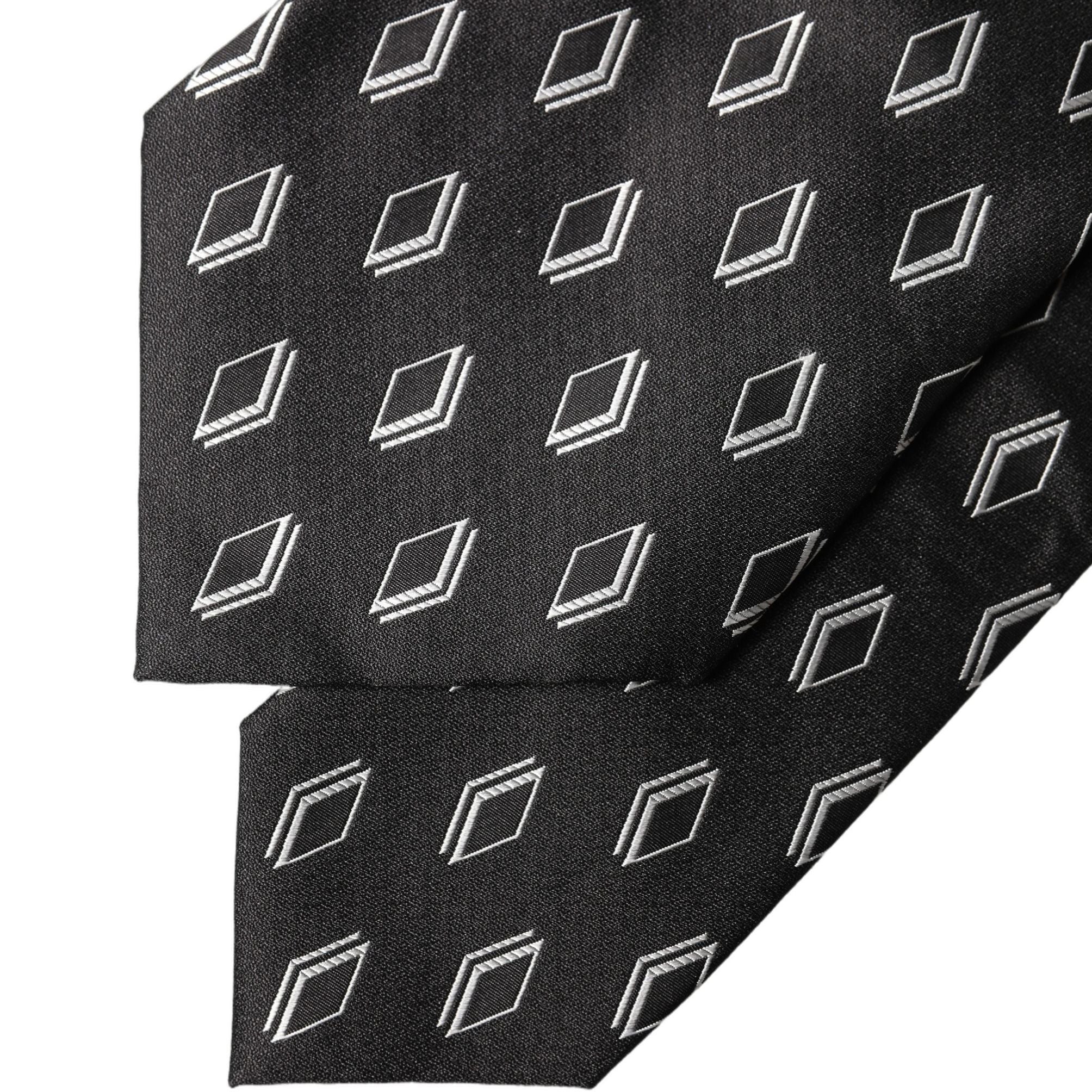 Dolce & Gabbana Black Patterned Silk Adjustable Women Tied Necktie Tie