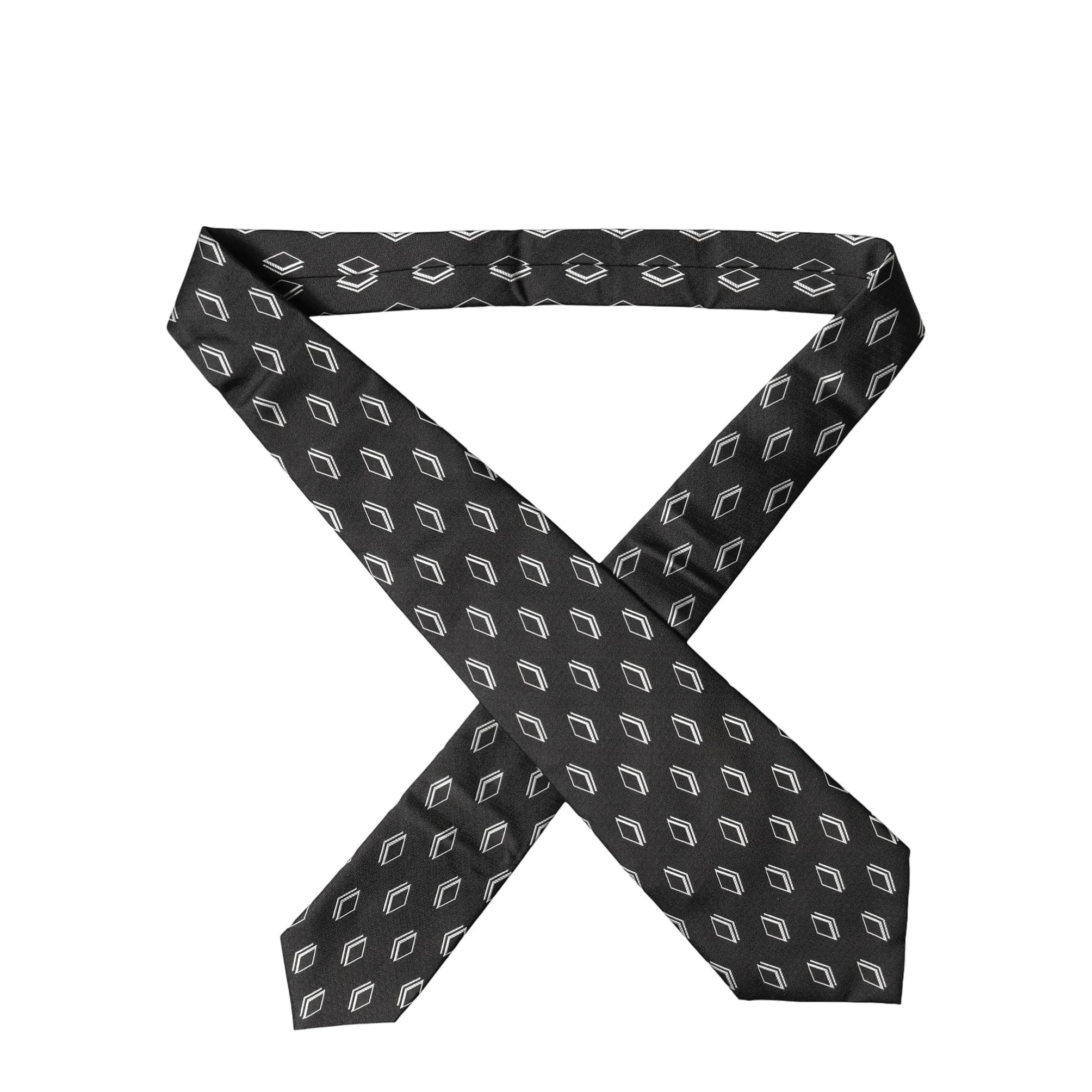 Dolce & Gabbana Black Patterned Silk Adjustable Women Tied Necktie Tie