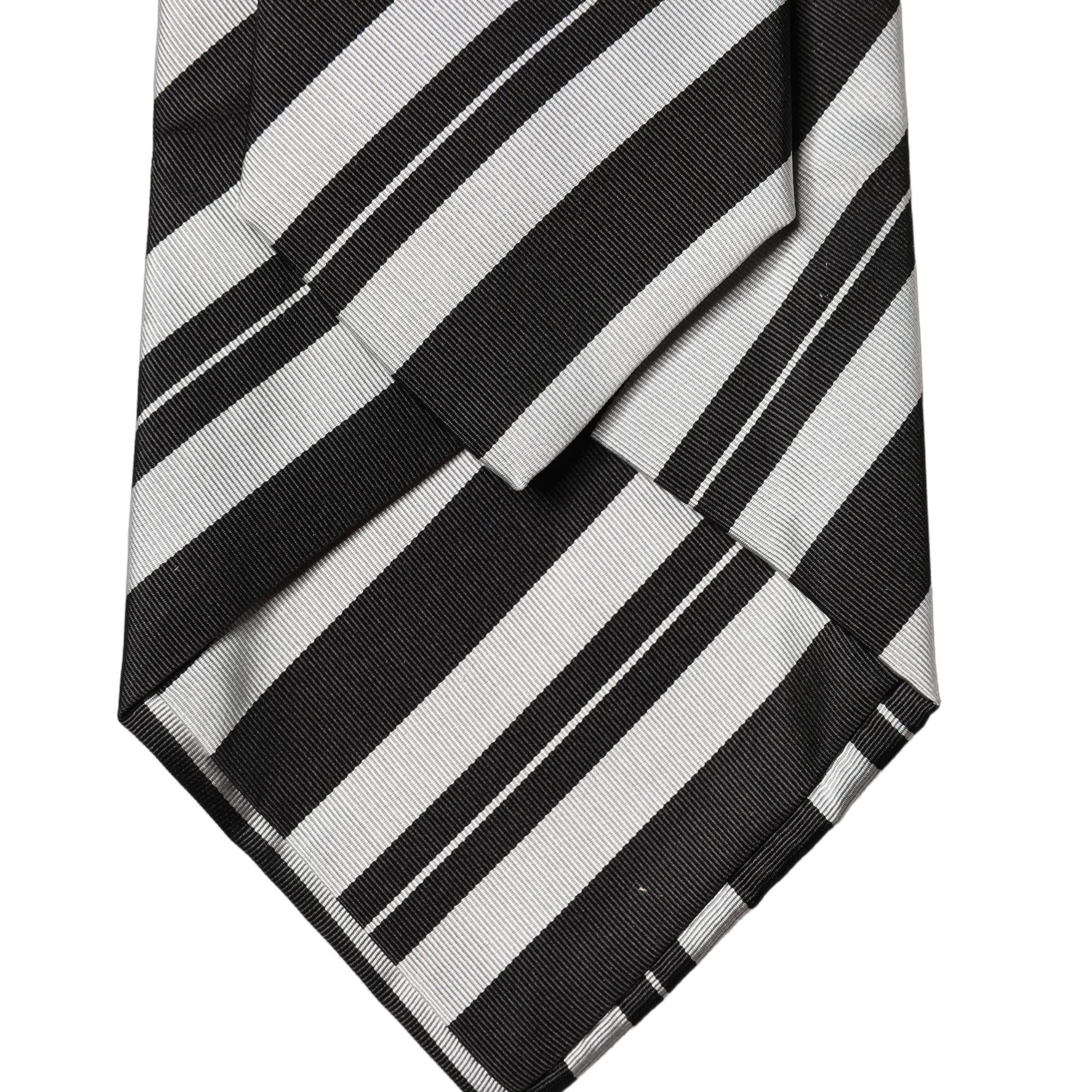 Dolce & Gabbana Black White Stripes Silk Adjustable Women Necktie Tie
