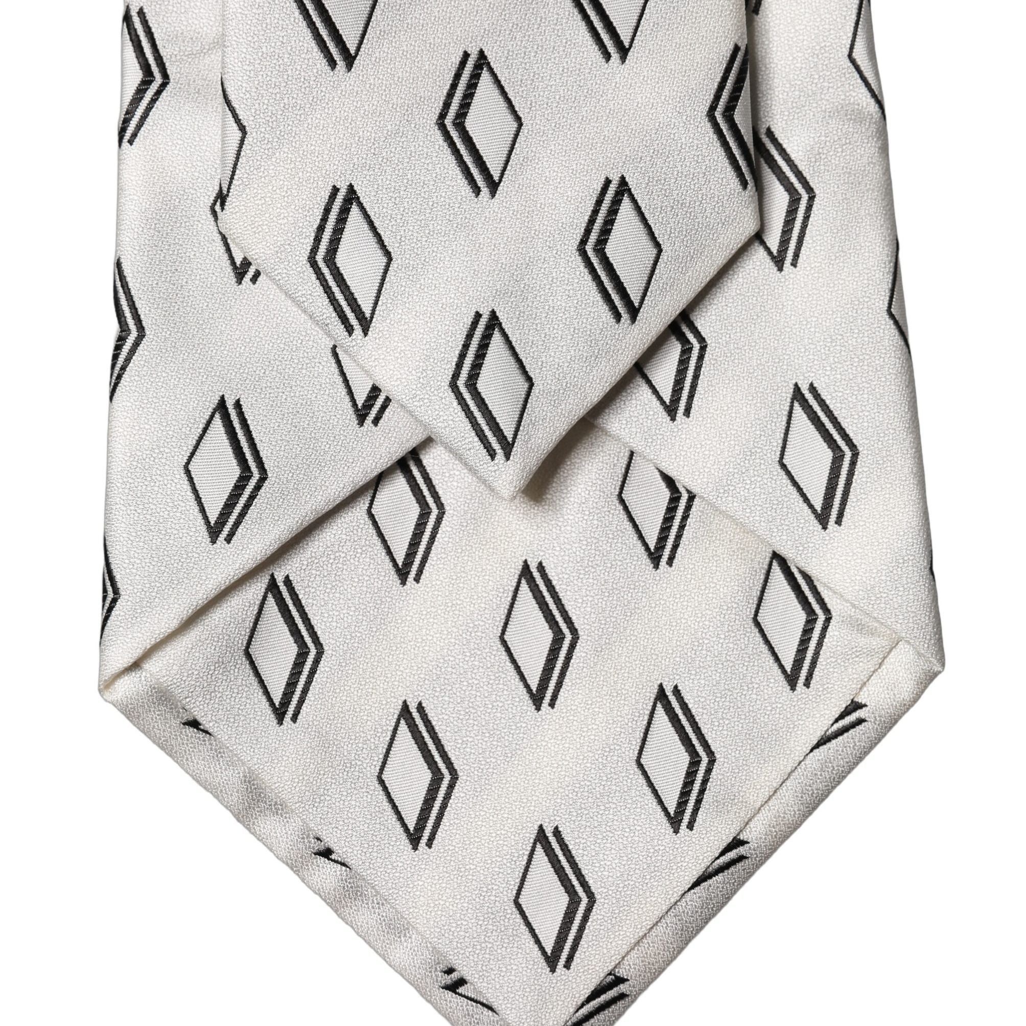 Dolce & Gabbana White Patterned Silk Adjustable Women Tied Necktie Tie