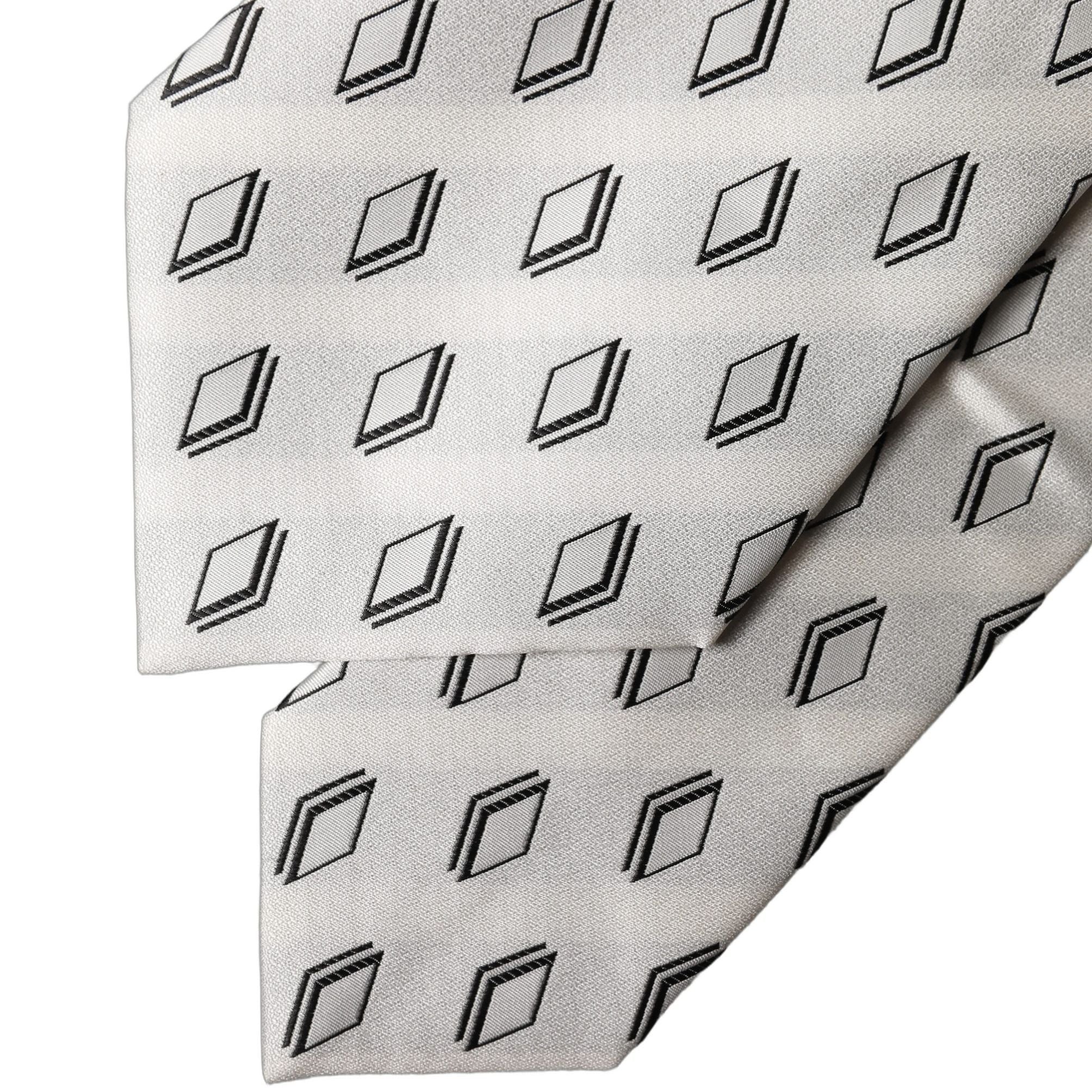 Dolce & Gabbana White Patterned Silk Adjustable Women Tied Necktie Tie