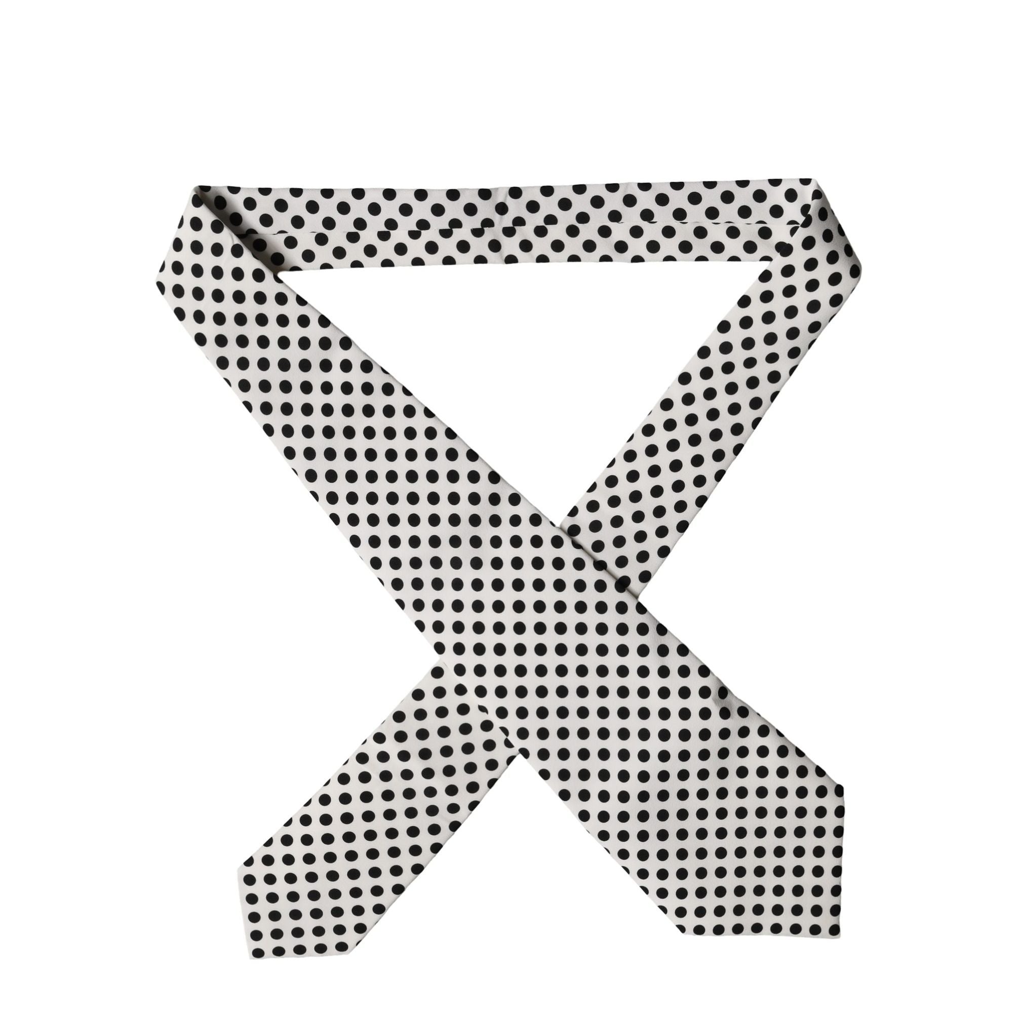 Dolce & Gabbana White Black Polka Dot Silk Adjustable Women Necktie Tie