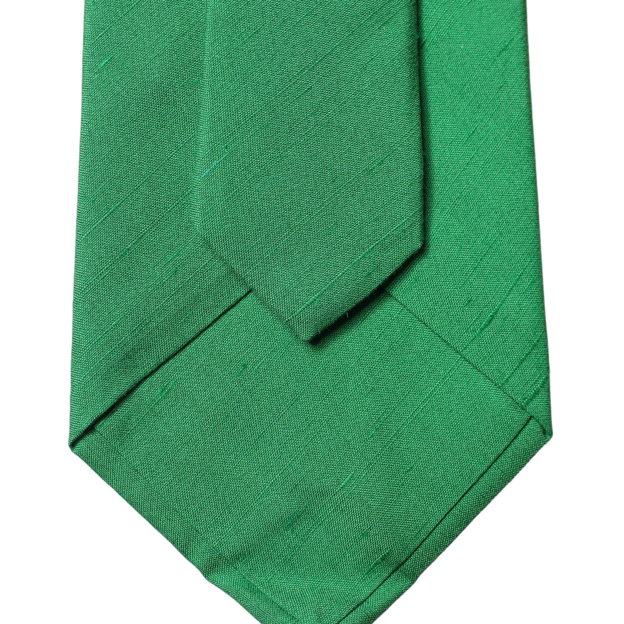 Dolce & Gabbana Green Solid Silk Cotton Adjustable Women Necktie Tie