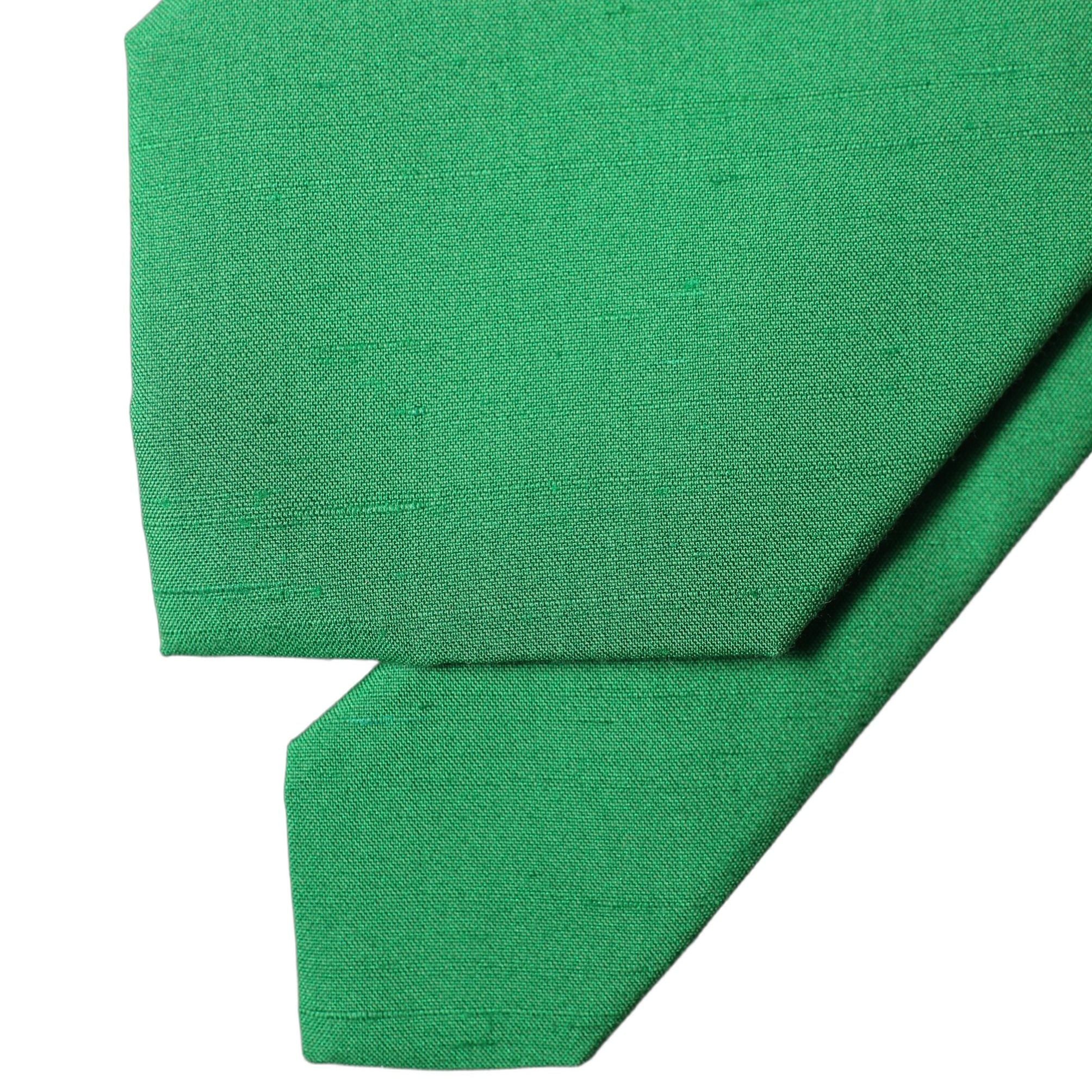 Dolce & Gabbana Green Solid Silk Cotton Adjustable Women Necktie Tie