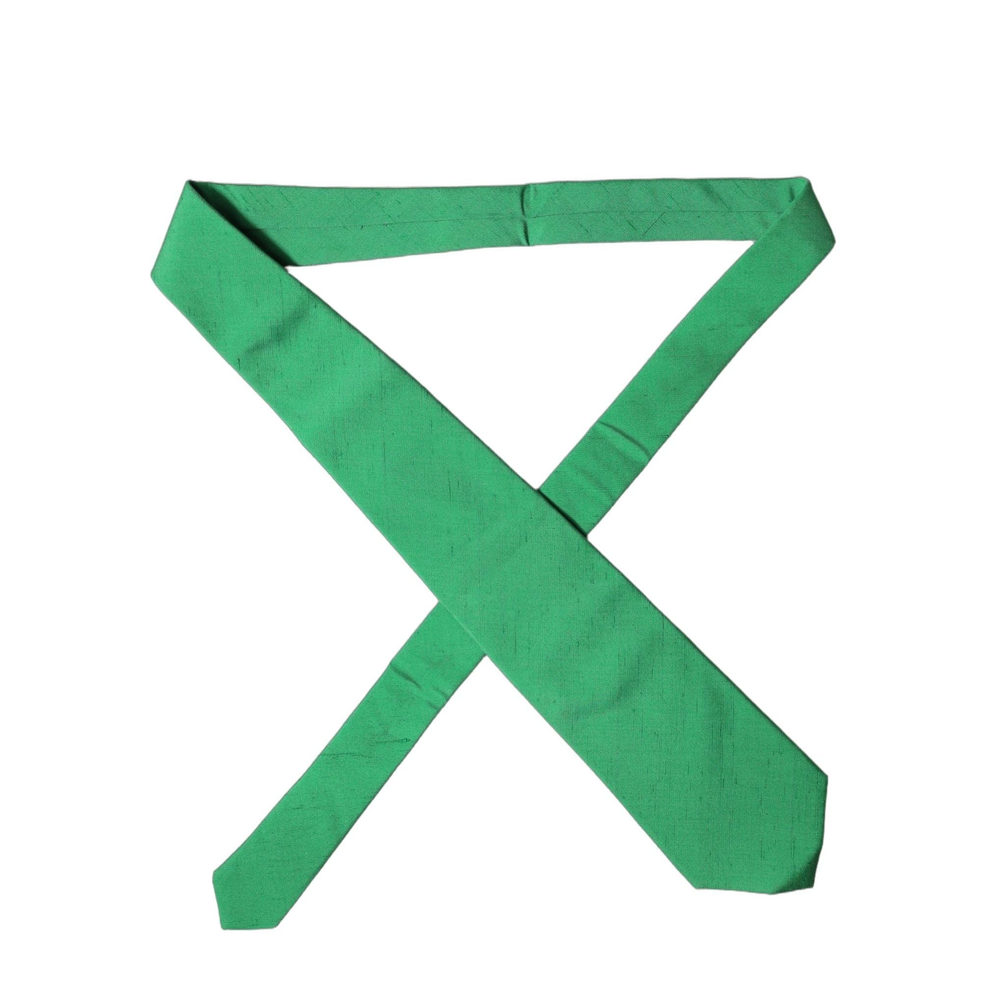 Dolce & Gabbana Green Solid Silk Cotton Adjustable Women Necktie Tie
