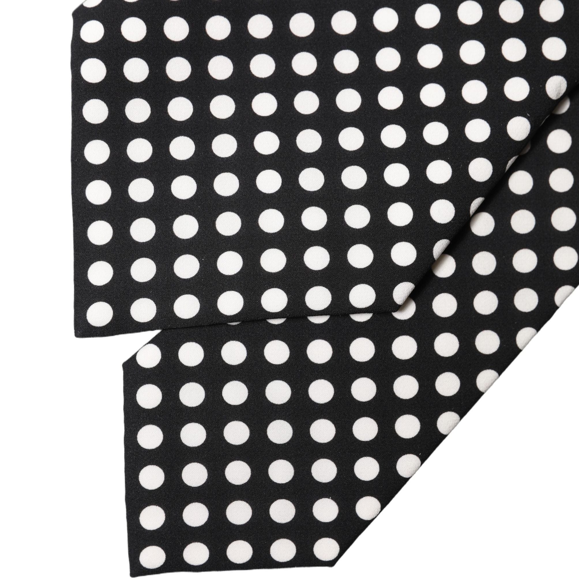 Dolce & Gabbana Black White Polka Dot Silk Adjustable Women Necktie Tie