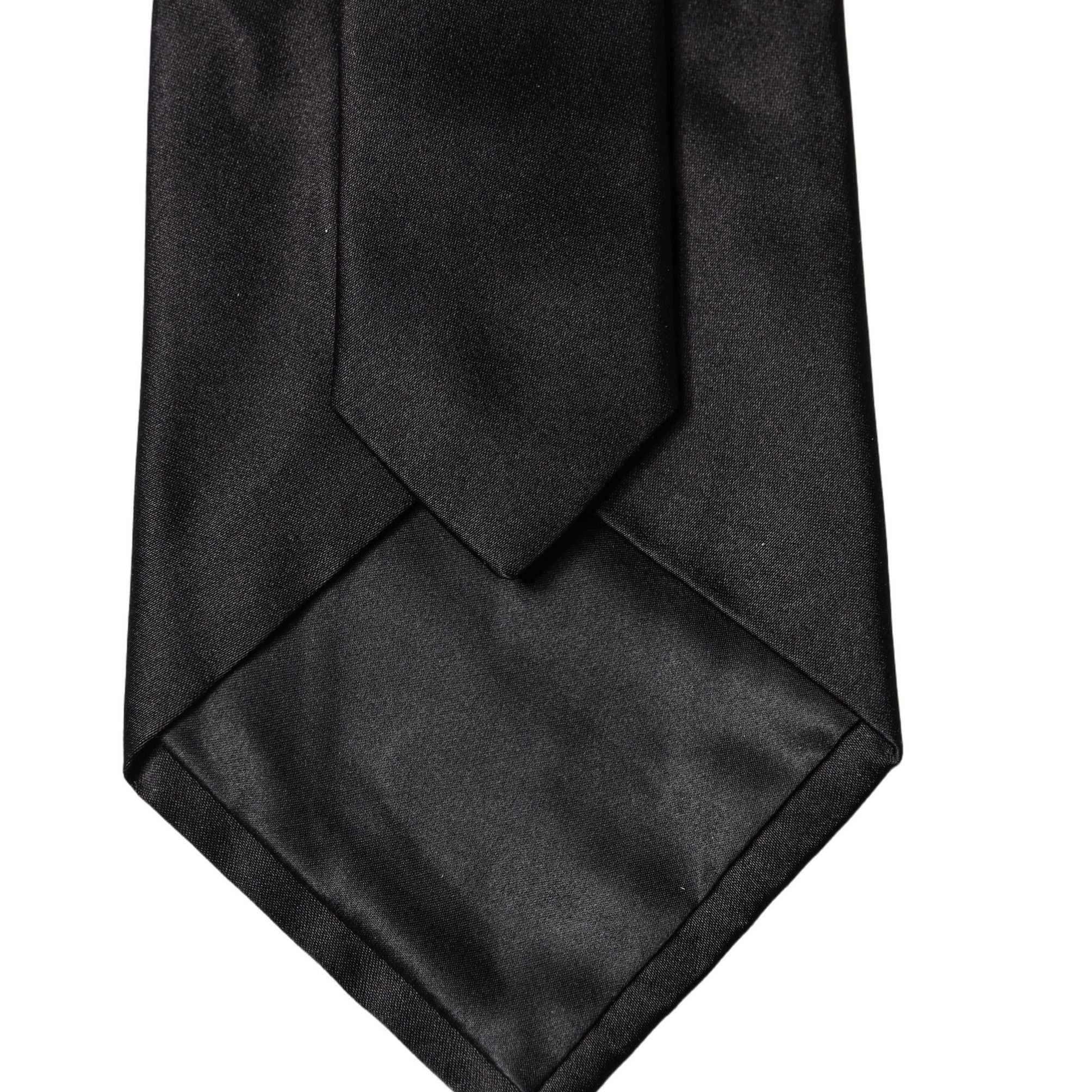Dolce & Gabbana Black Solid Satin Silk Adjustable Women Necktie Tie