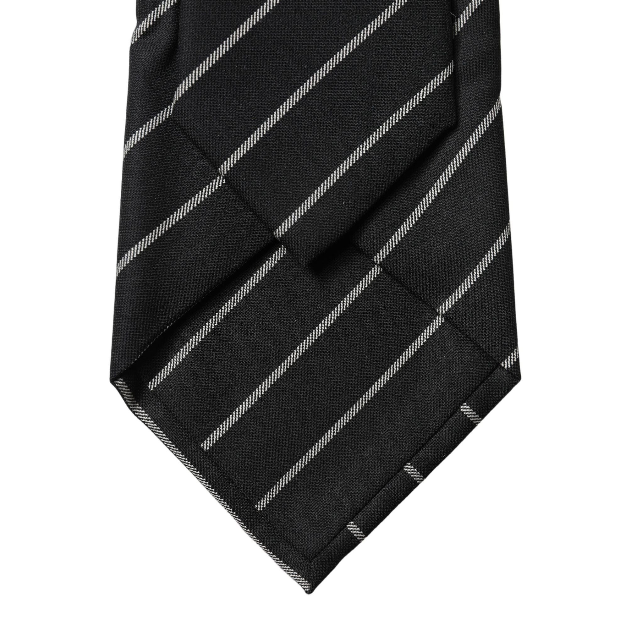 Dolce & Gabbana Black White Stripes Wool Adjustable Women Necktie Tie