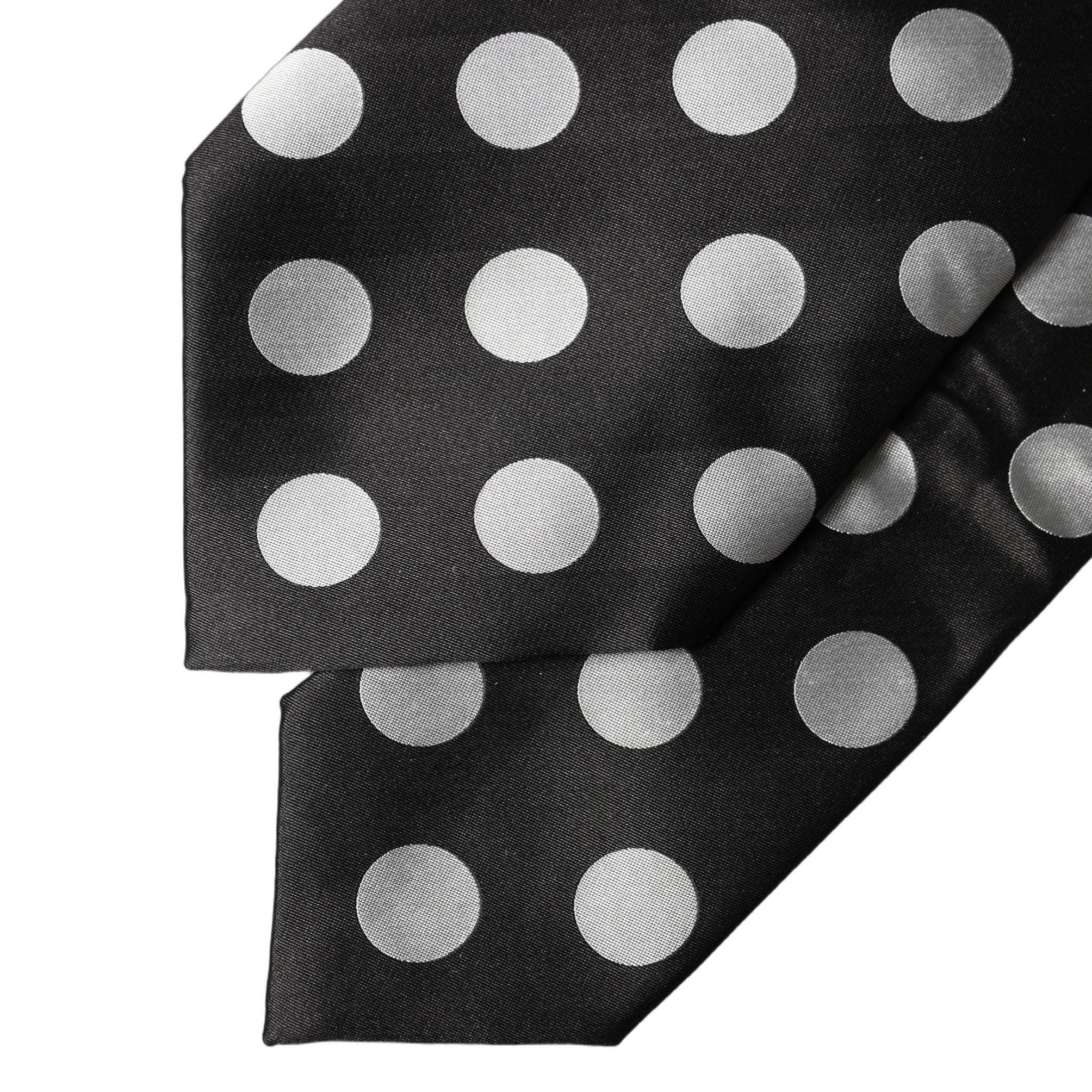 Dolce & Gabbana Black White Polka Dot Silk Adjustable Women Necktie Tie