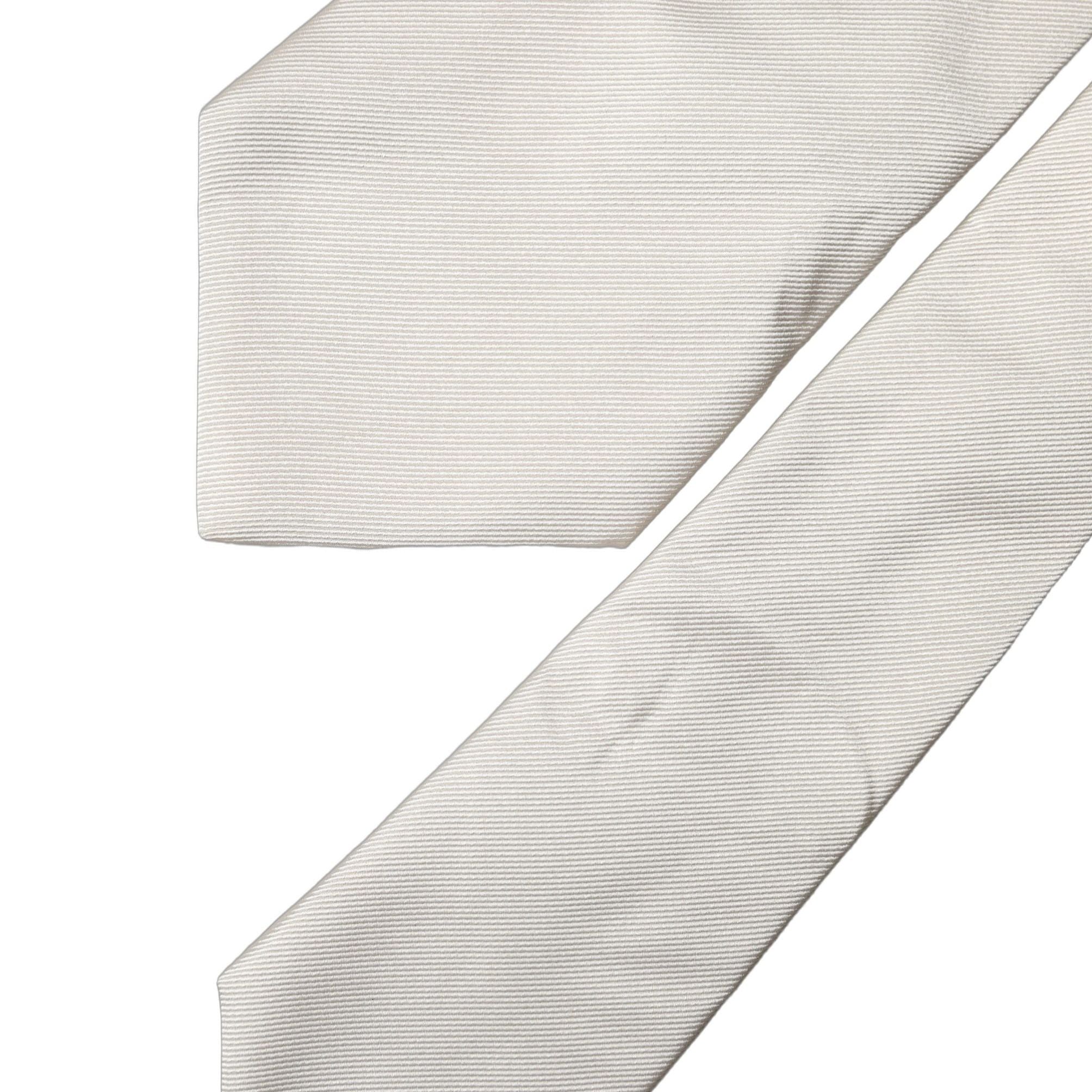 Dolce & Gabbana Off White Solid Silk Adjustable Women Tied Necktie Tie