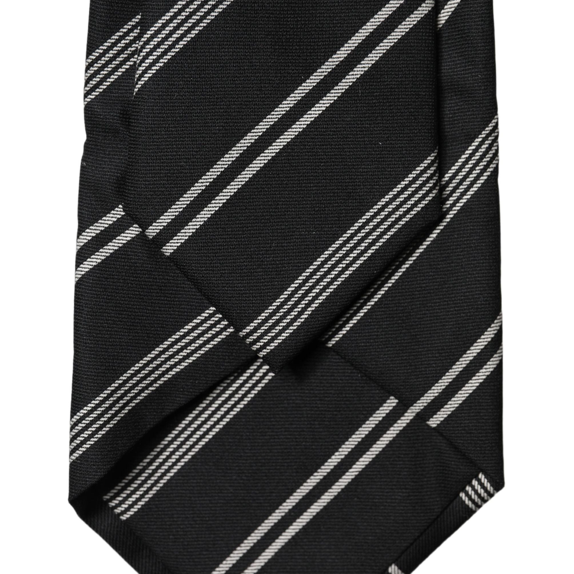 Dolce & Gabbana Black White Stripes Silk Adjustable Women Necktie Tie