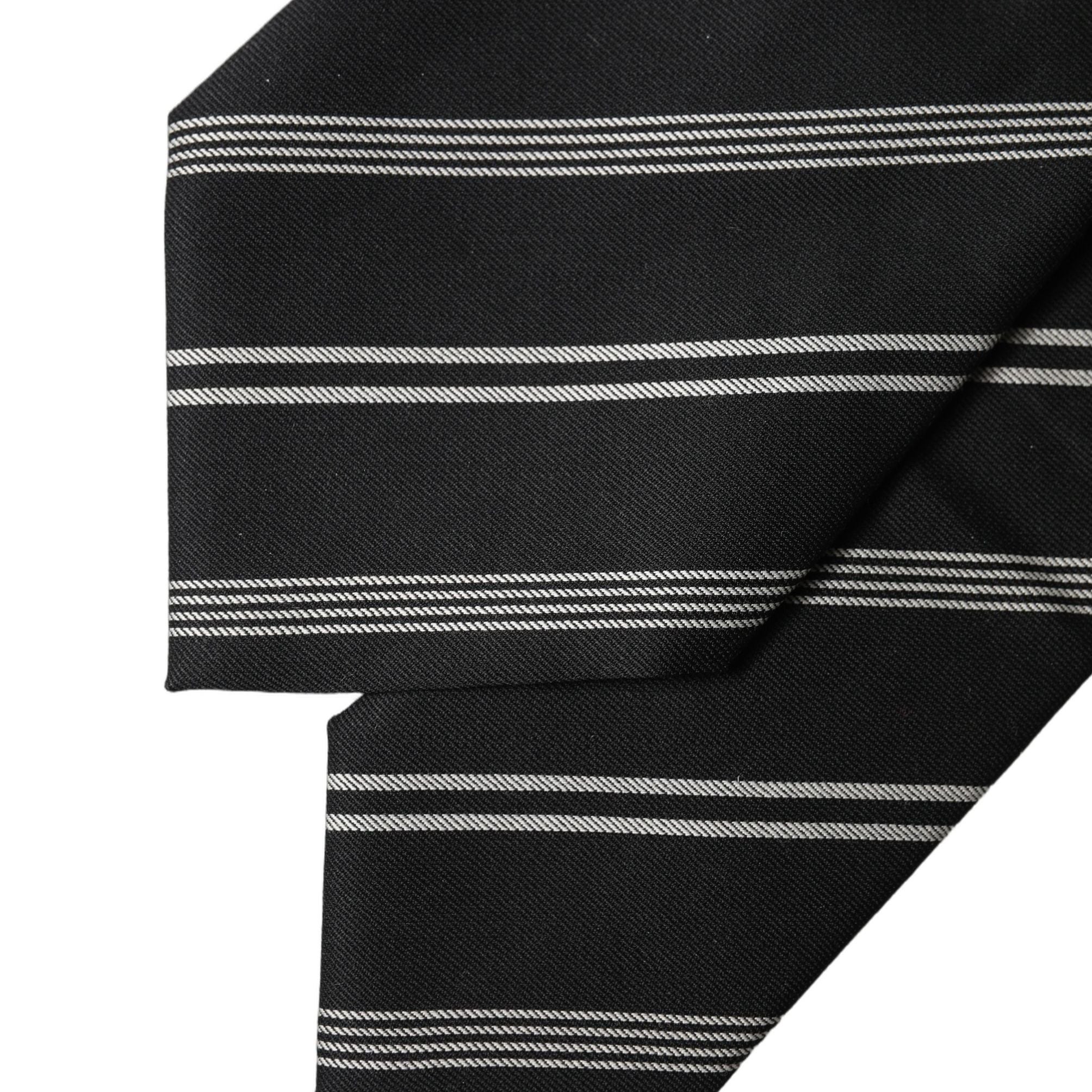 Dolce & Gabbana Black White Stripes Silk Adjustable Women Necktie Tie
