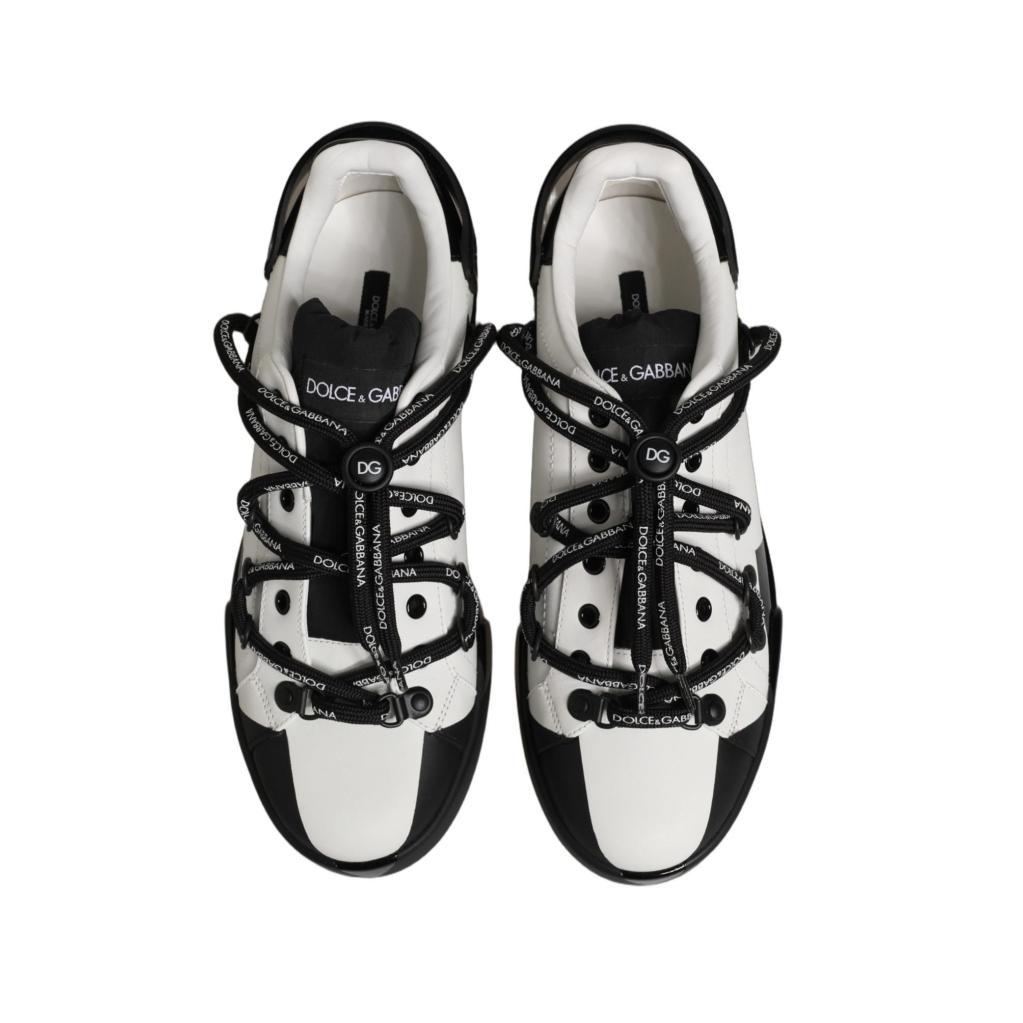 Dolce & Gabbana White Black DG Logo PORTOFINO Sneakers Shoes