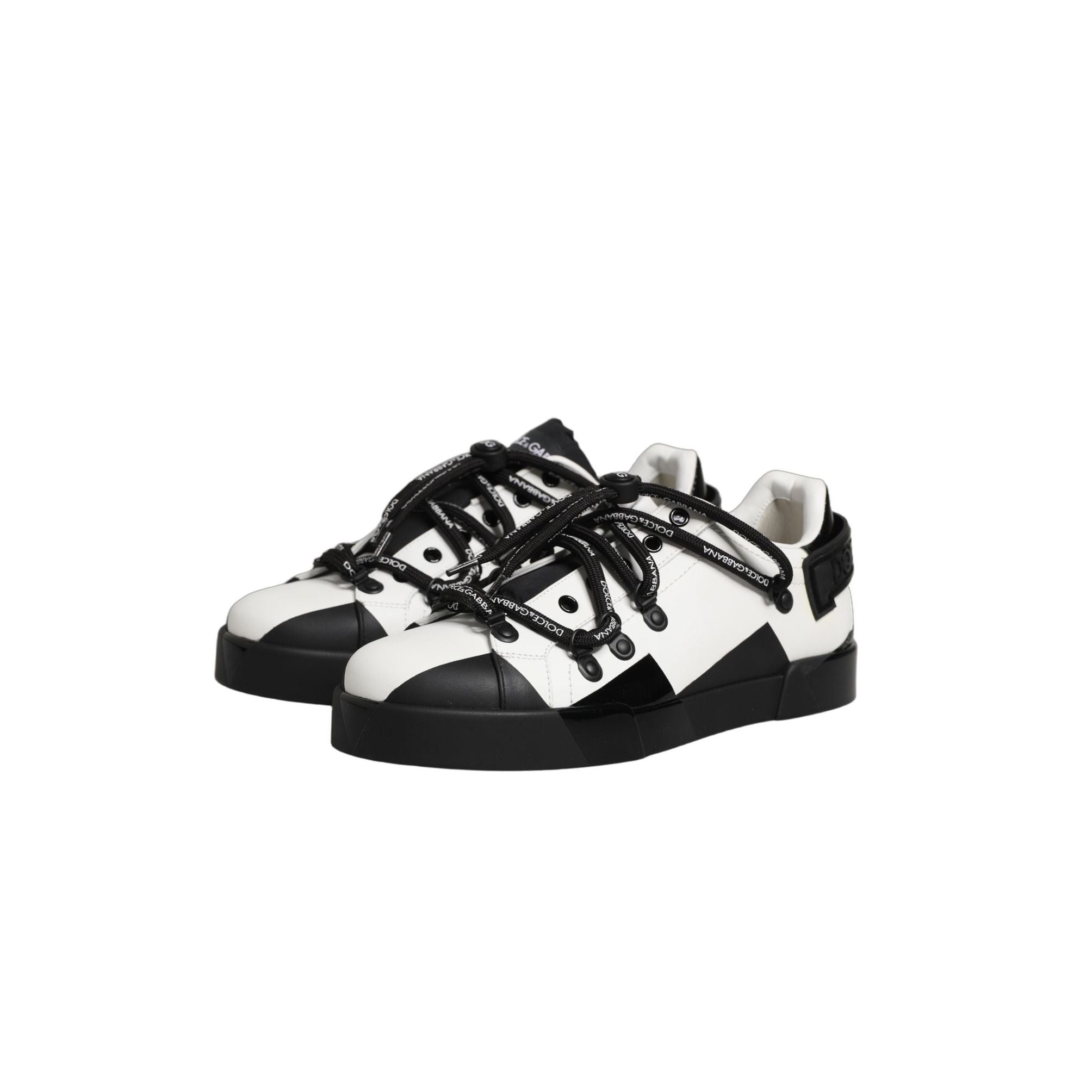 Dolce & Gabbana White Black DG Logo PORTOFINO Sneakers Shoes