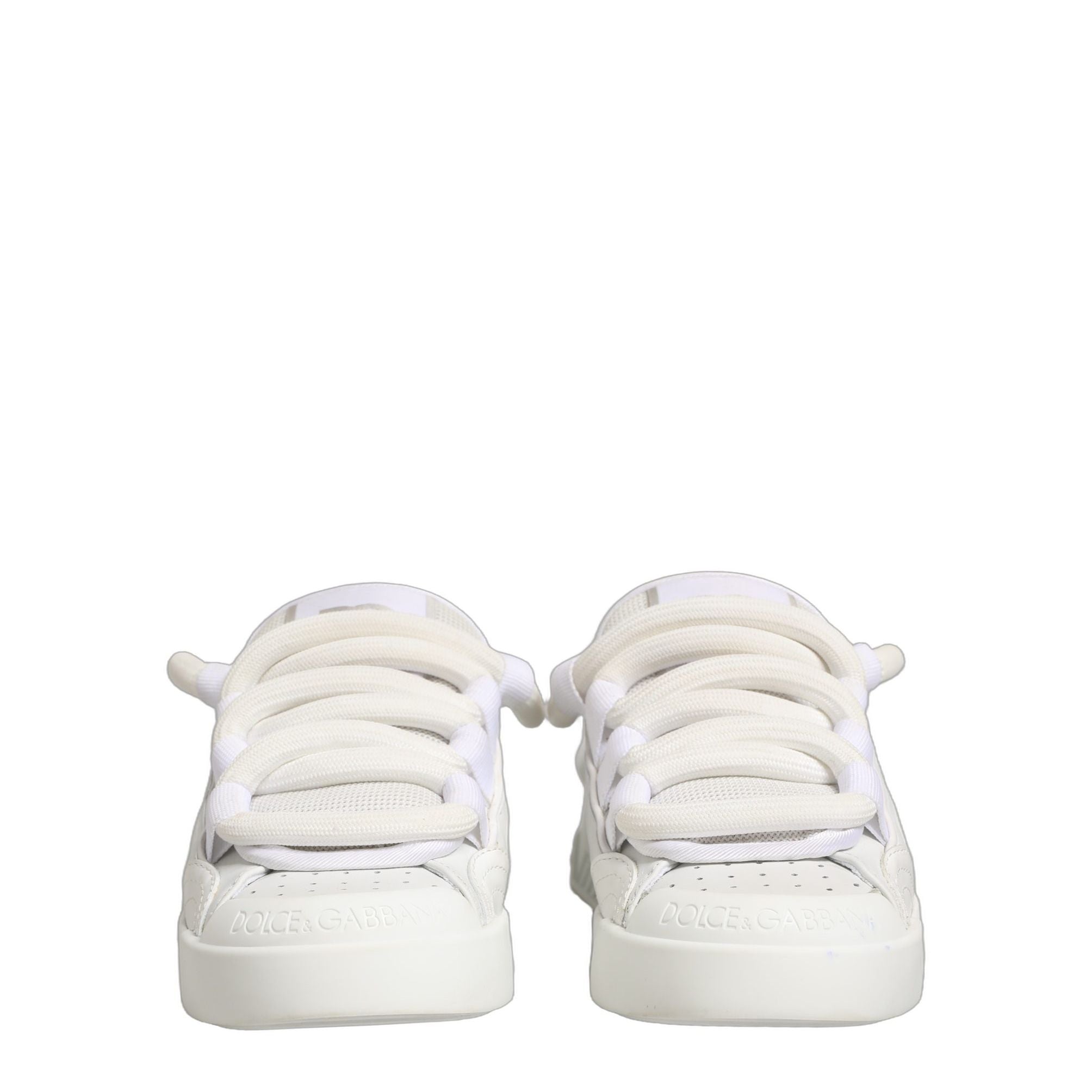 Dolce & Gabbana White Calfskin Leather Low Top Sneakers Shoes
