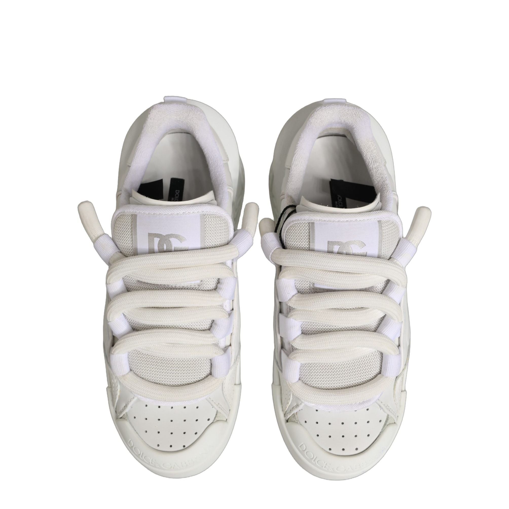 Dolce & Gabbana White Calfskin Leather Low Top Sneakers Shoes