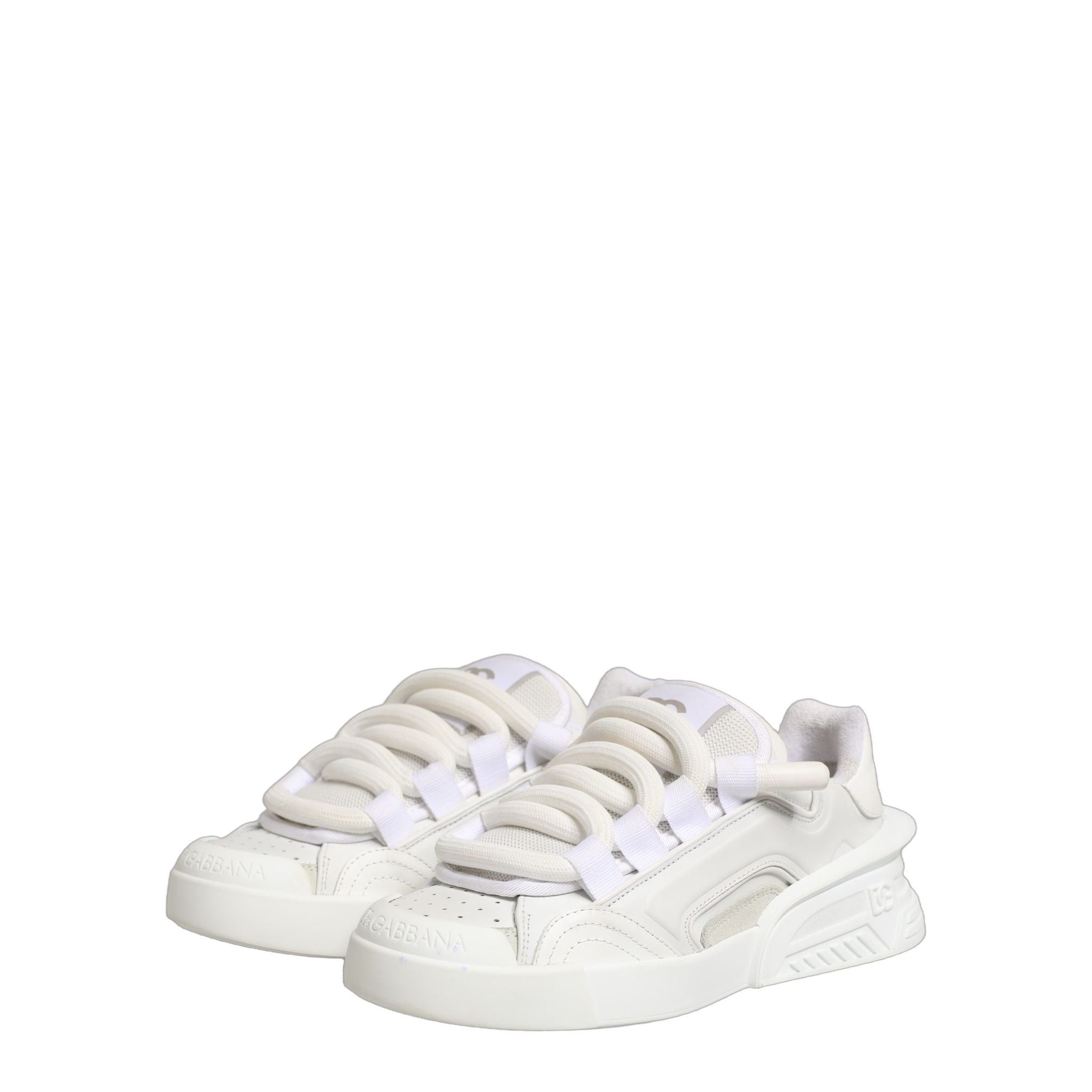 Dolce & Gabbana White Calfskin Leather Low Top Sneakers Shoes