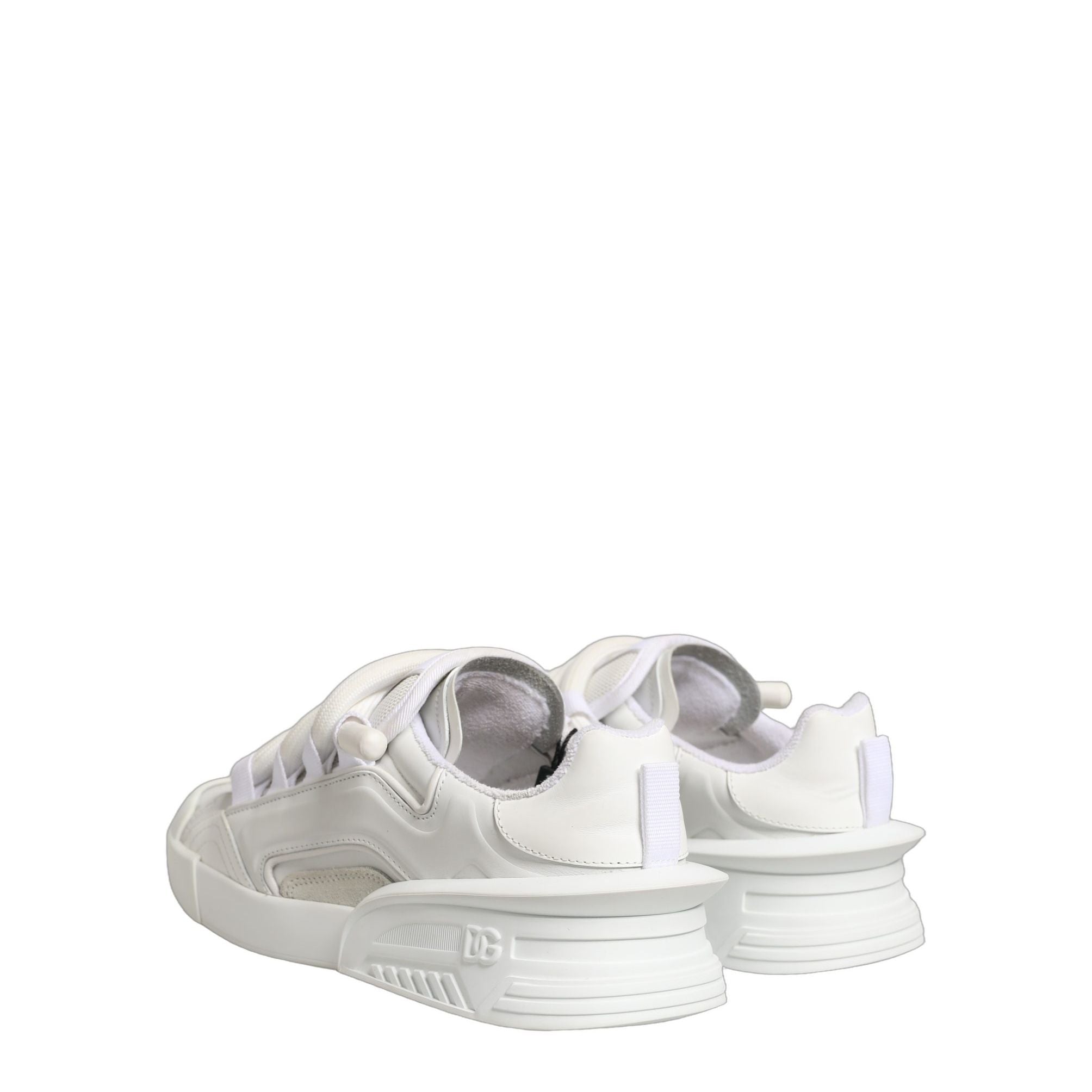 Dolce & Gabbana White Calfskin Leather Low Top Sneakers Shoes