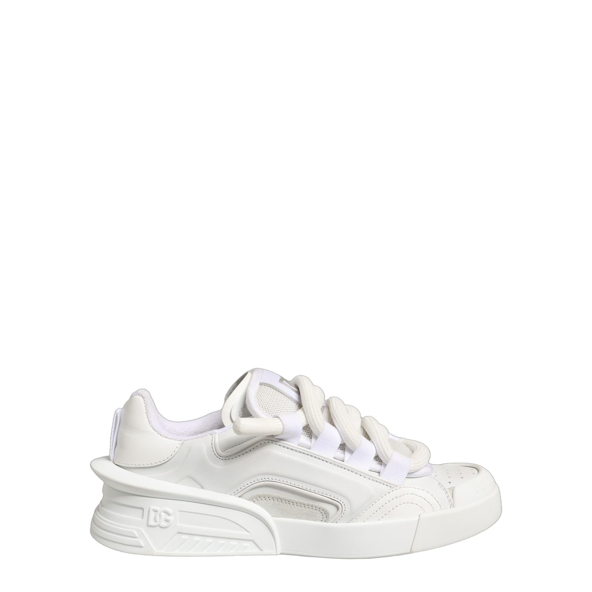 Dolce & Gabbana White Calfskin Leather Low Top Sneakers Shoes