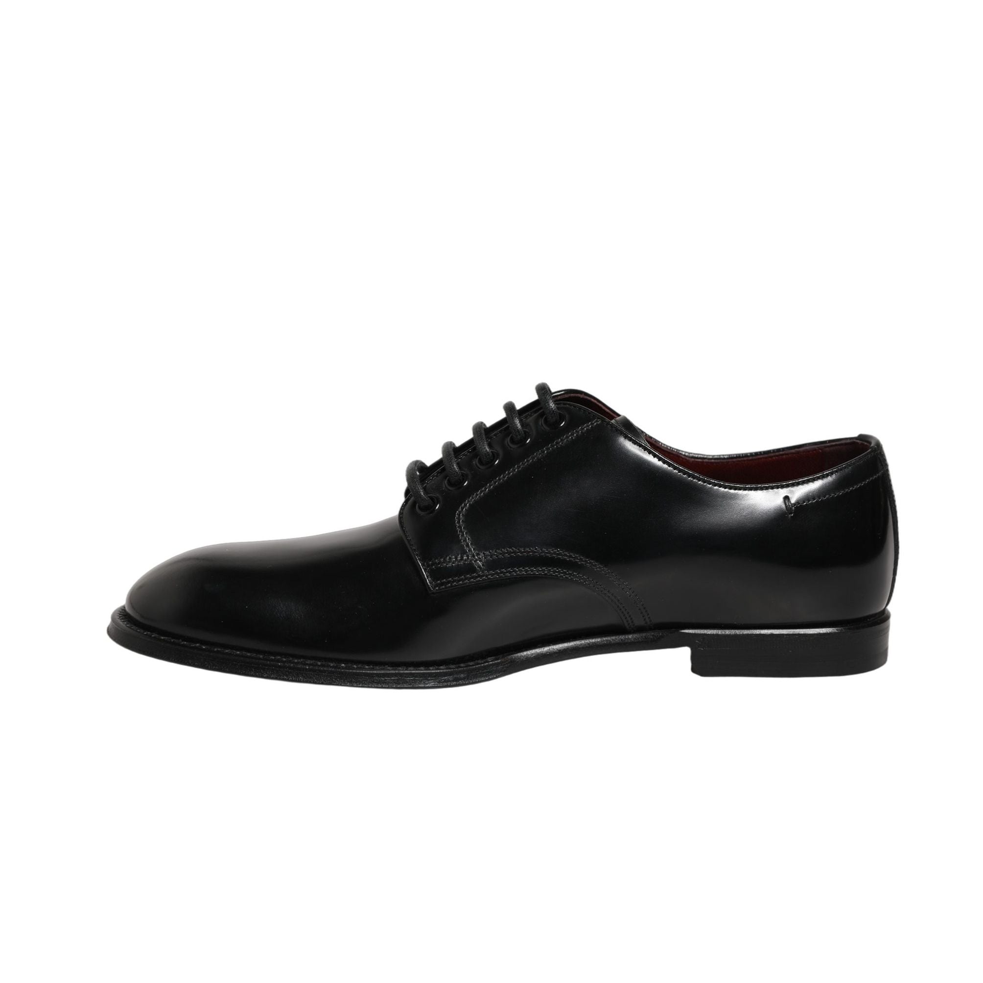 Dolce & Gabbana Black Calfskin Leather Derby Men Dress Shoes