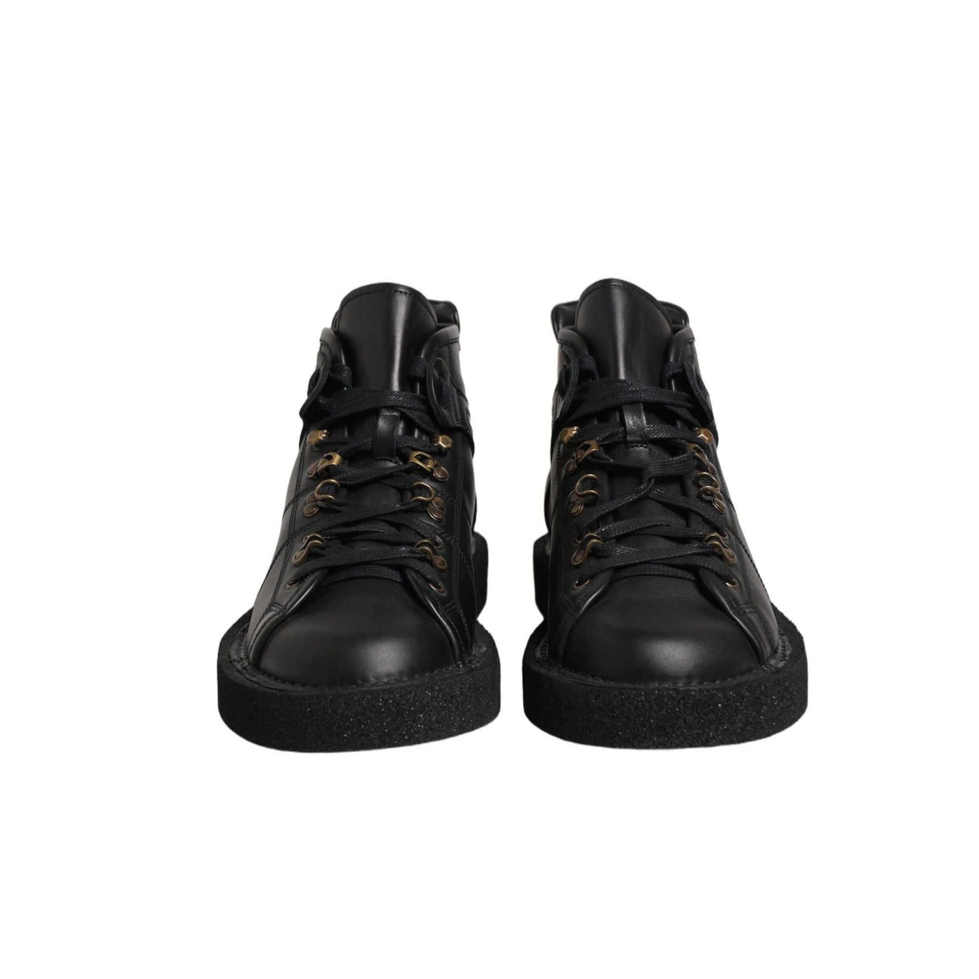 Dolce & Gabbana Black Leather Lace Up Men Ankle Boots Shoes