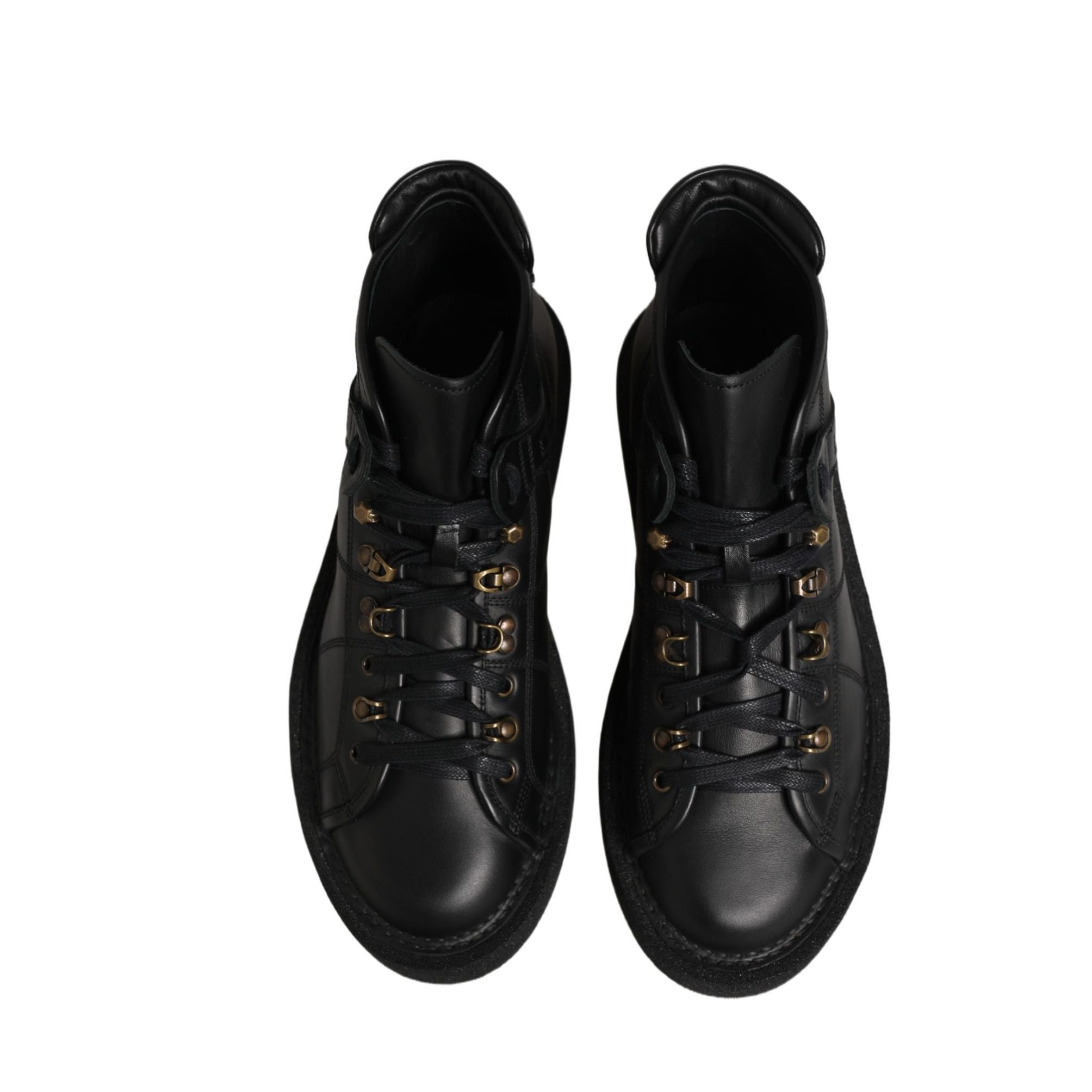Dolce & Gabbana Black Leather Lace Up Men Ankle Boots Shoes