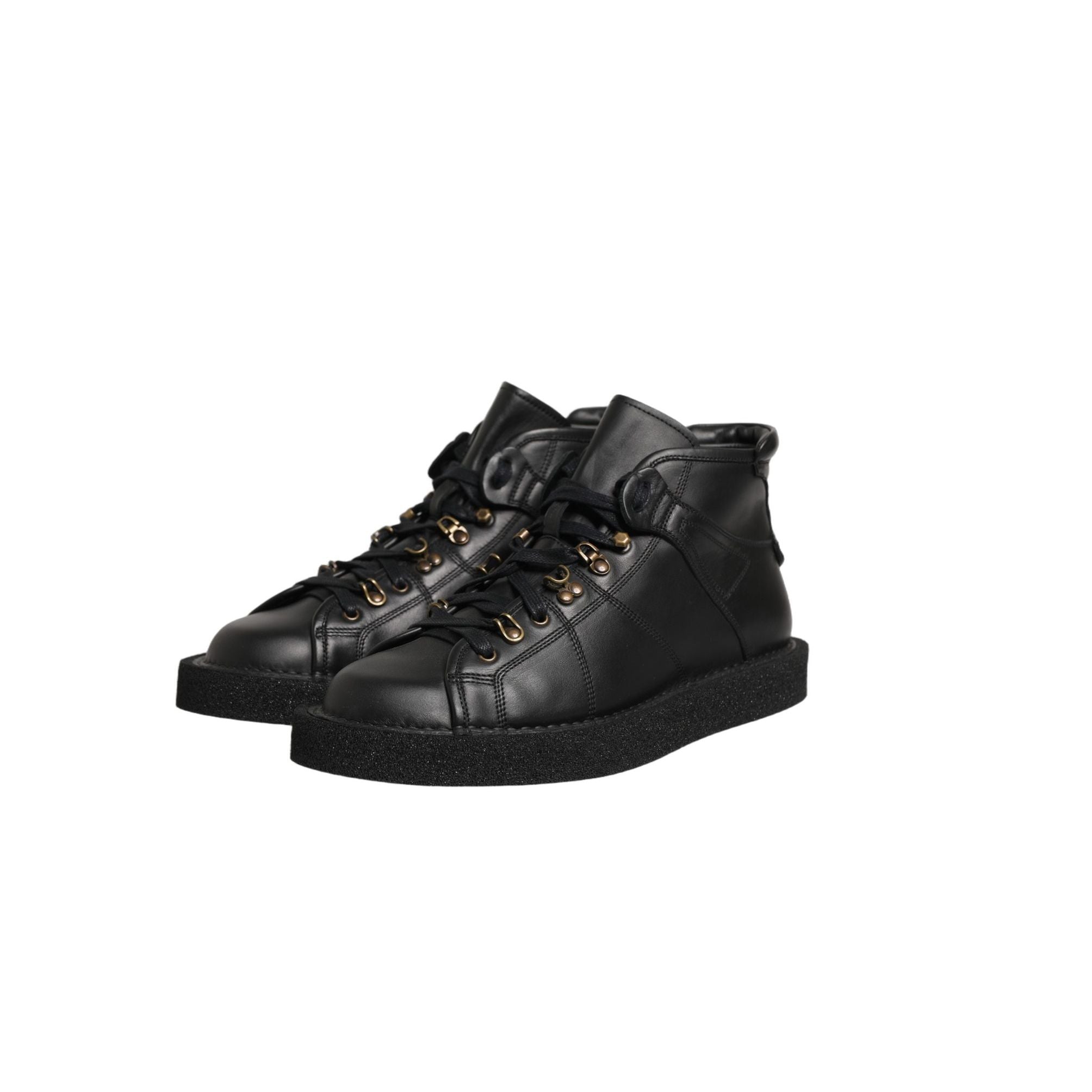 Dolce & Gabbana Black Leather Lace Up Men Ankle Boots Shoes