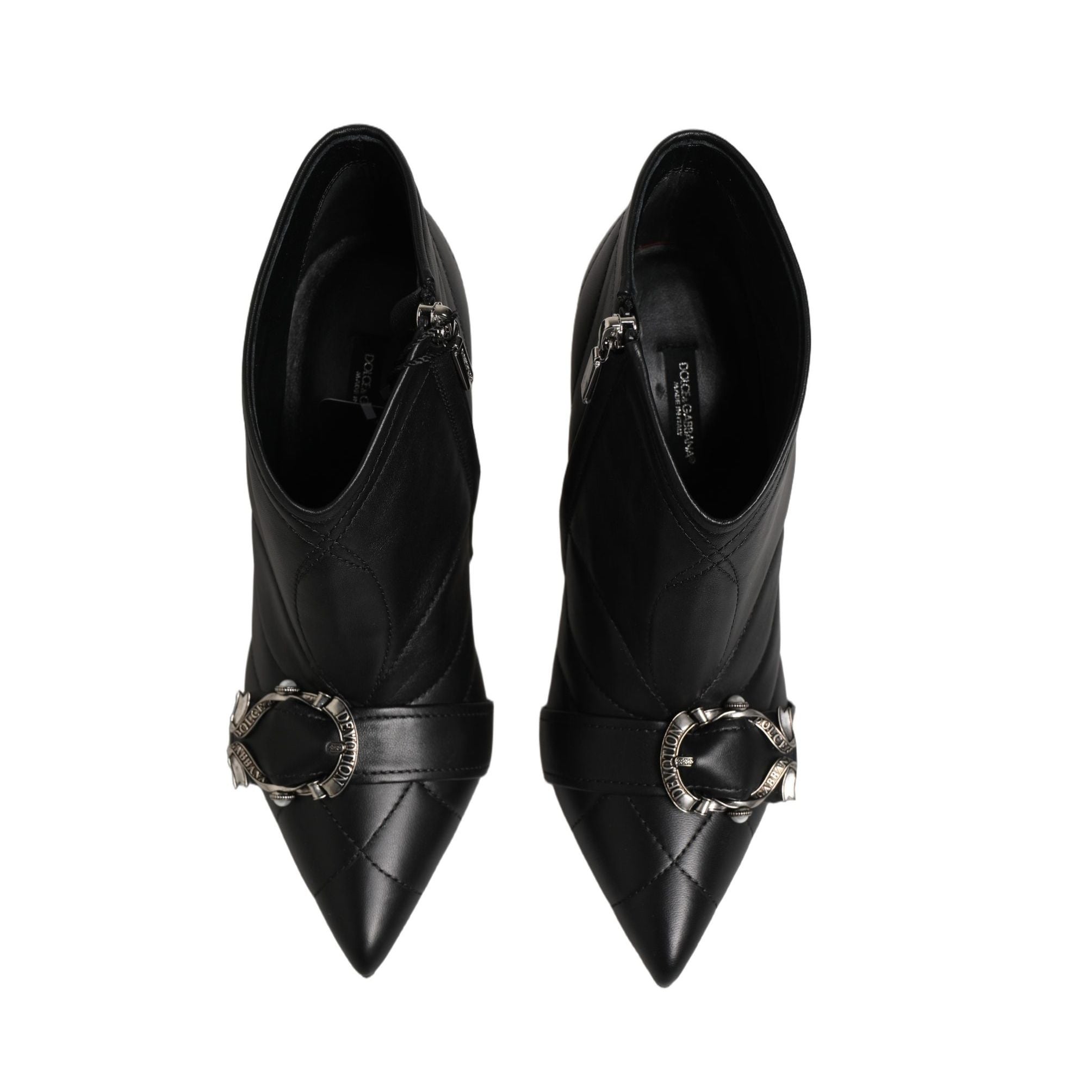Dolce & Gabbana Black Devotion Quilted Buckled Boots Shoes