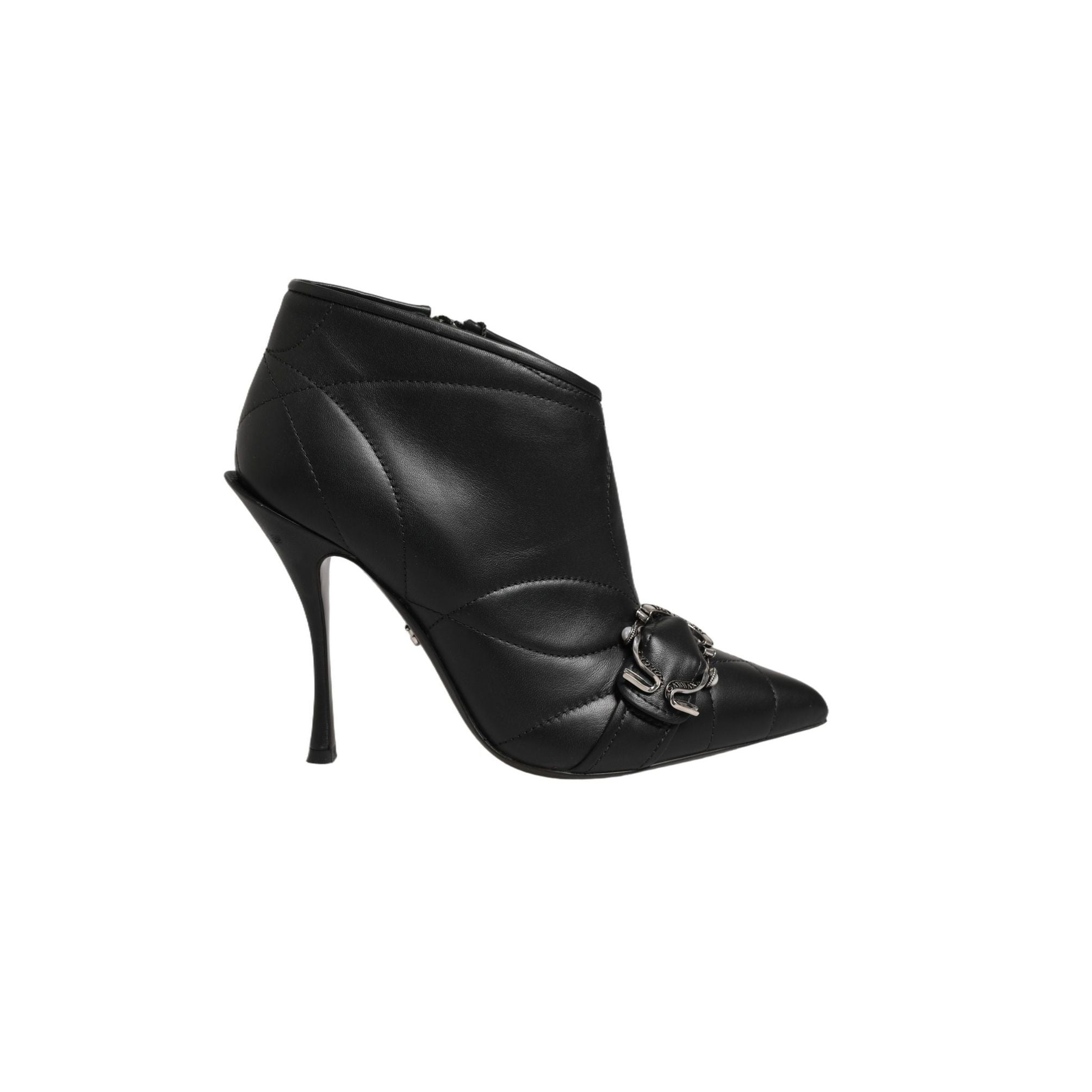 Dolce & Gabbana Black Devotion Quilted Buckled Boots Shoes