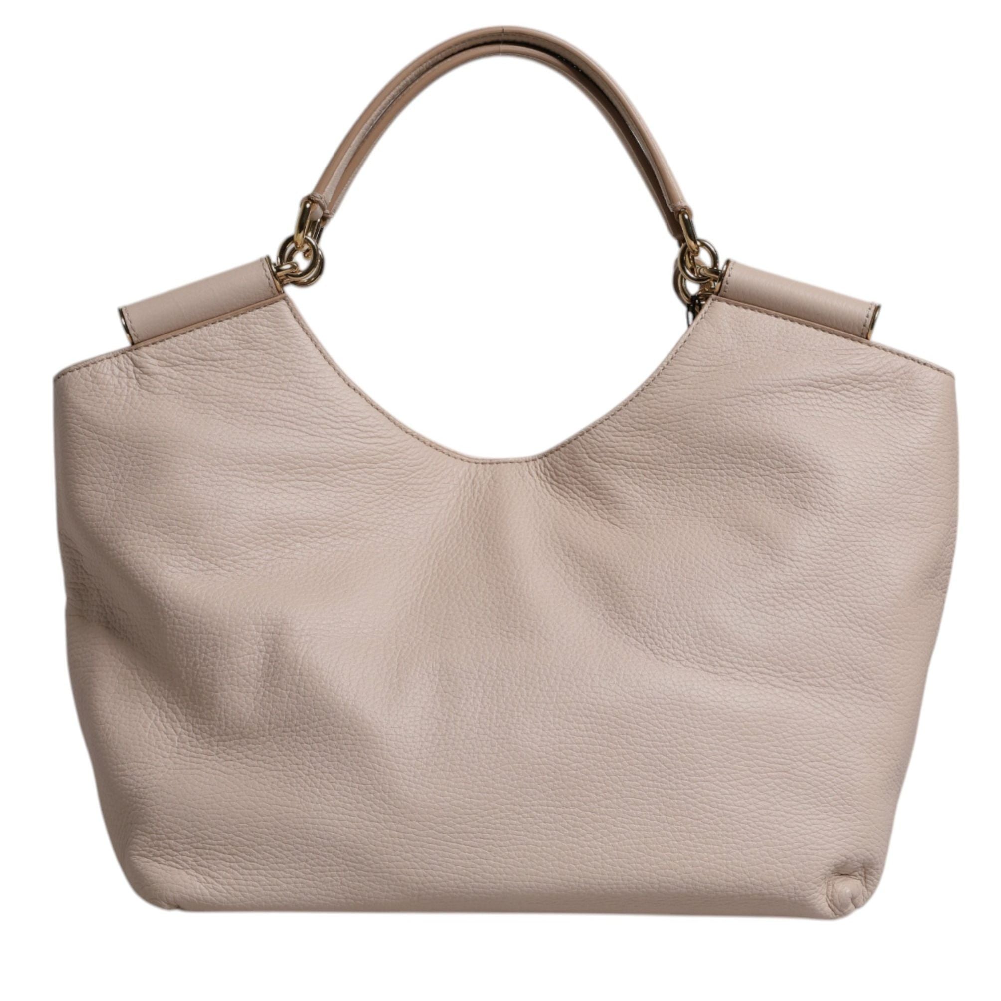 Dolce & Gabbana Light Pink Leather Logo Plaque Tote Shoulder Borse Bag