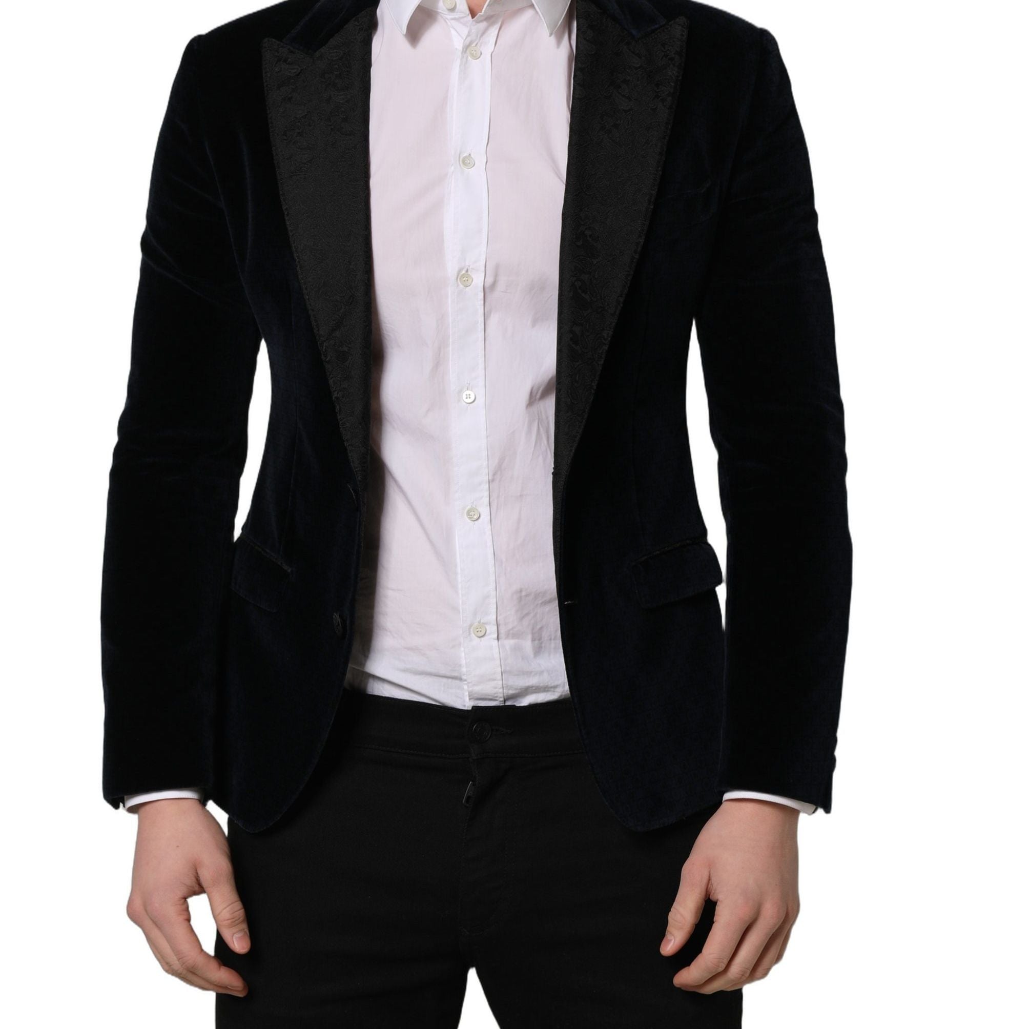 Dolce & Gabbana Black Cotton Single Breasted Jacket Blazer