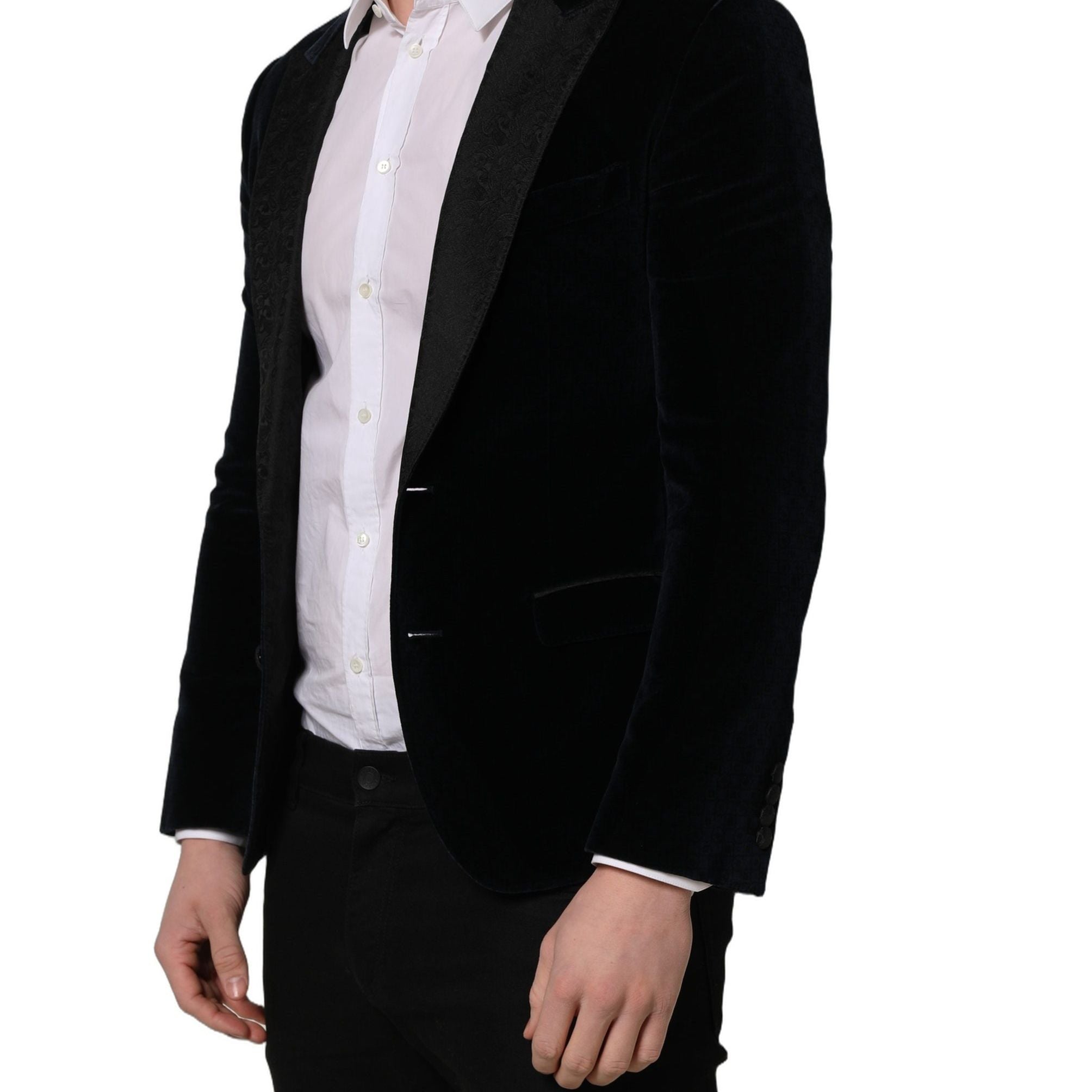 Dolce & Gabbana Black Cotton Single Breasted Jacket Blazer