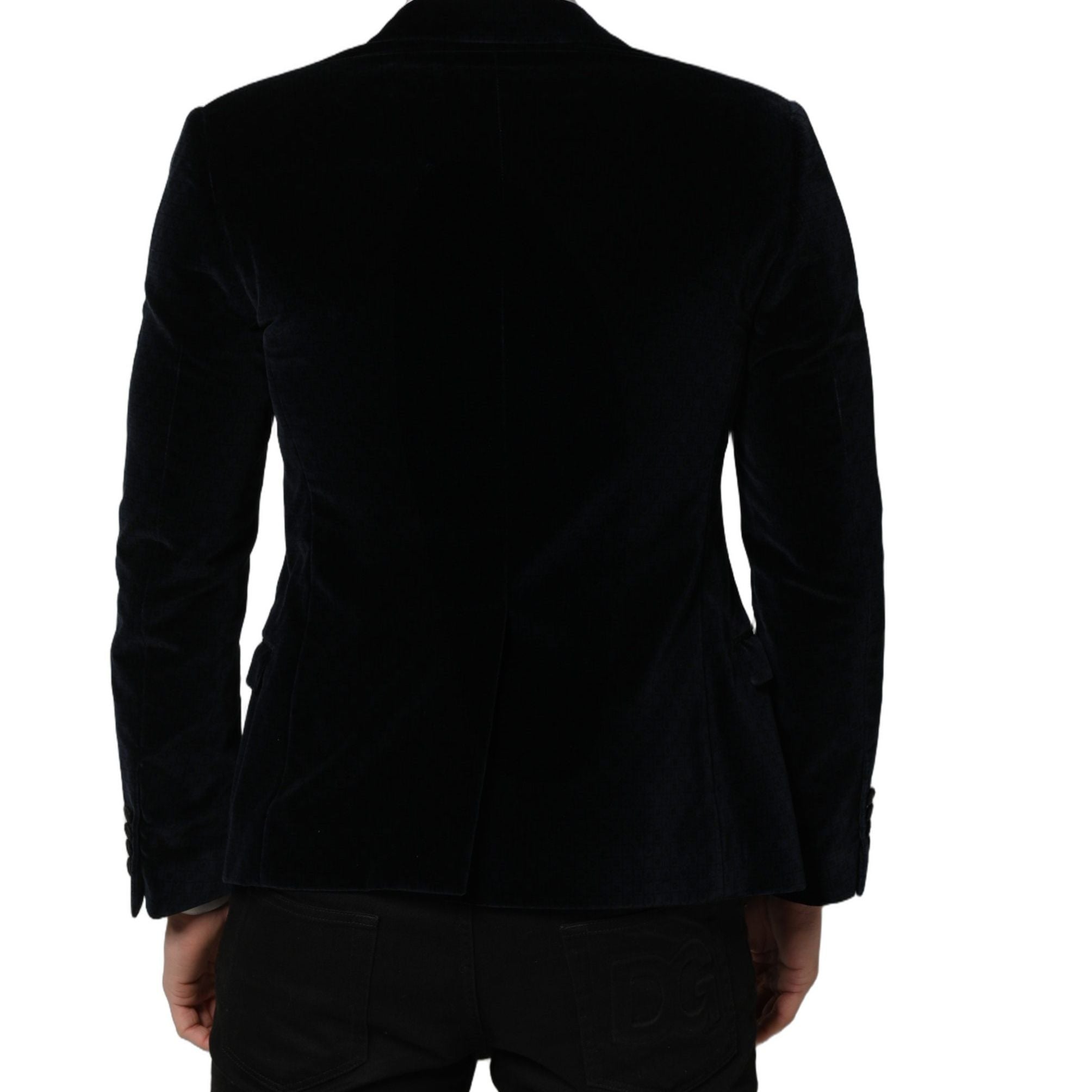 Dolce & Gabbana Black Cotton Single Breasted Jacket Blazer