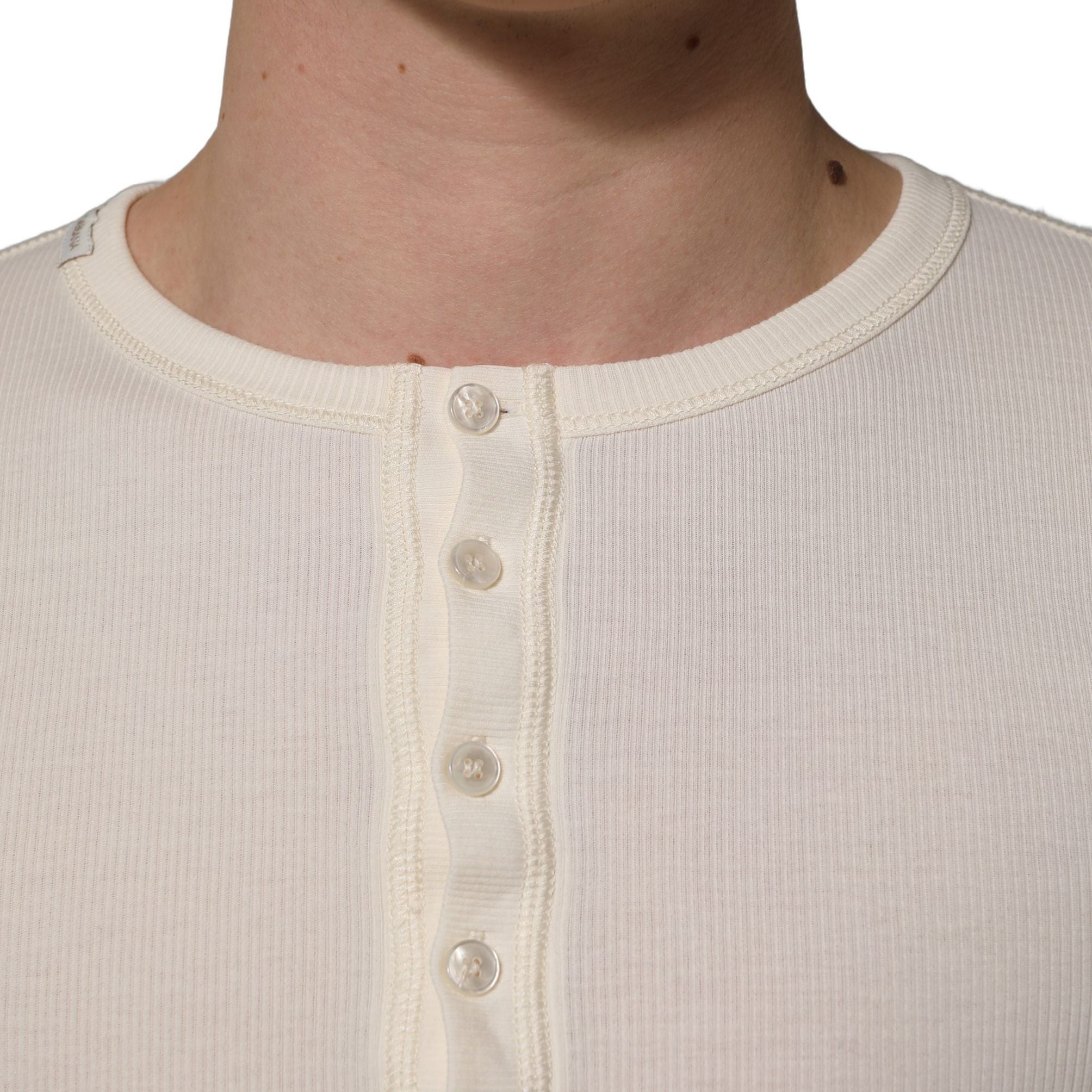 Dolce & Gabbana White Long Sleeves Henley Pullover Sweater