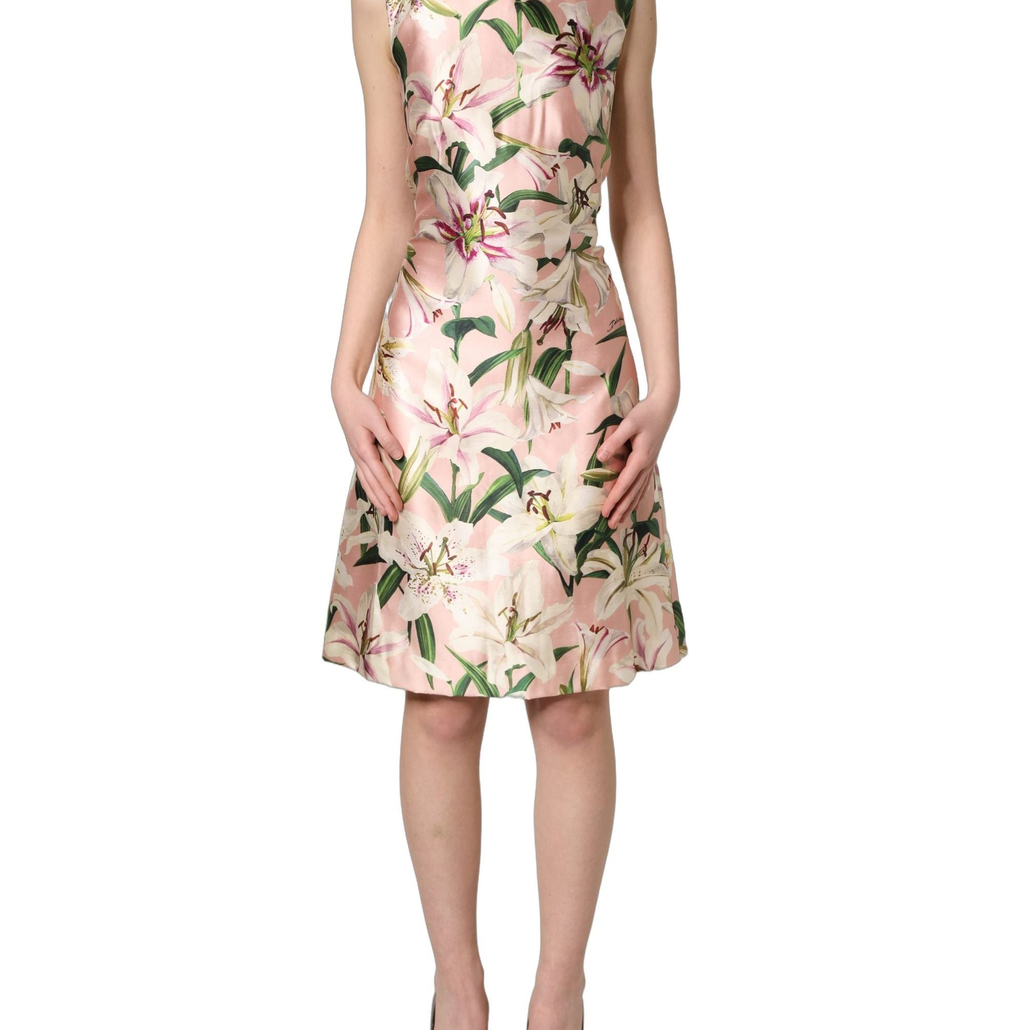Dolce & Gabbana Light Pink LilyPrint Sleeveless Sheath Dress