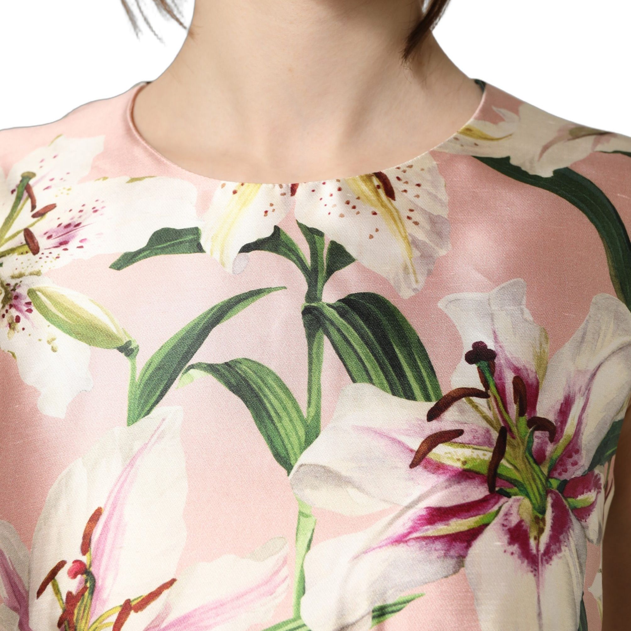 Dolce & Gabbana Light Pink LilyPrint Sleeveless Sheath Dress