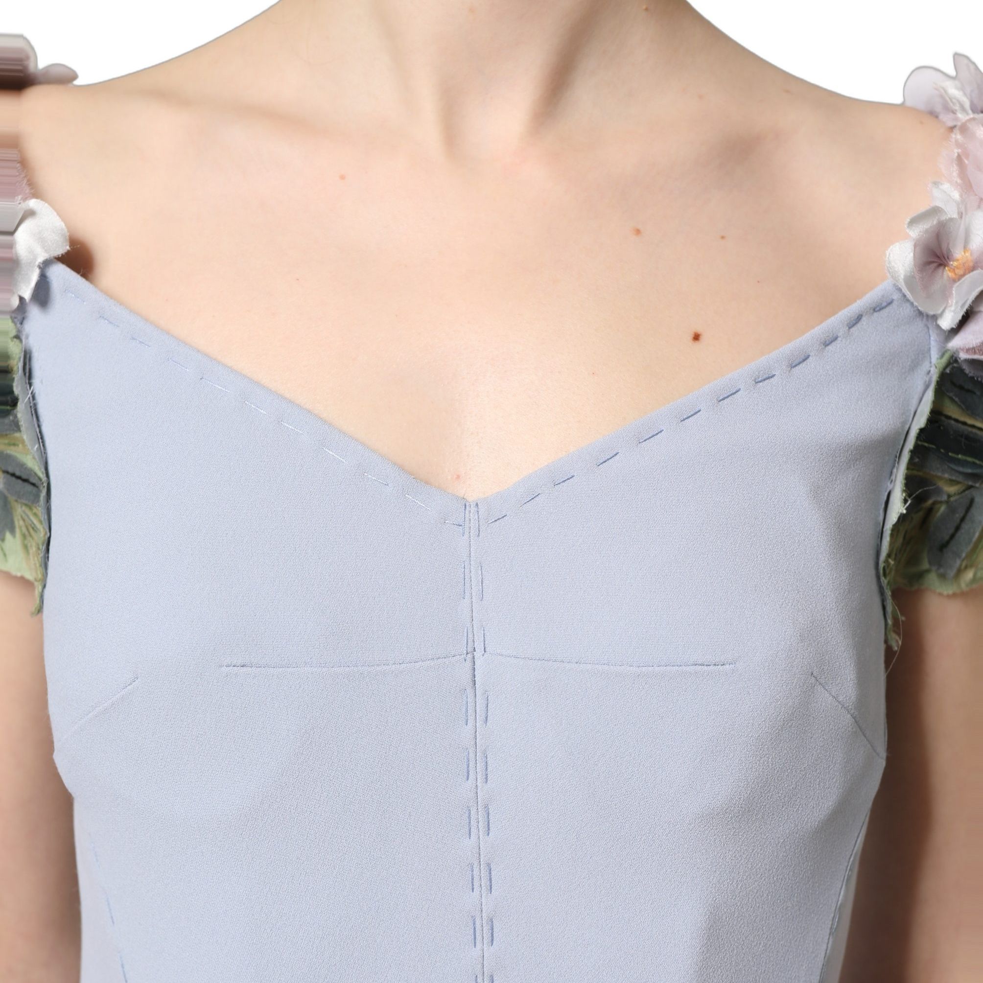 Dolce & Gabbana Light Blue Hydrangea Embellished Cap Sleeve Dress