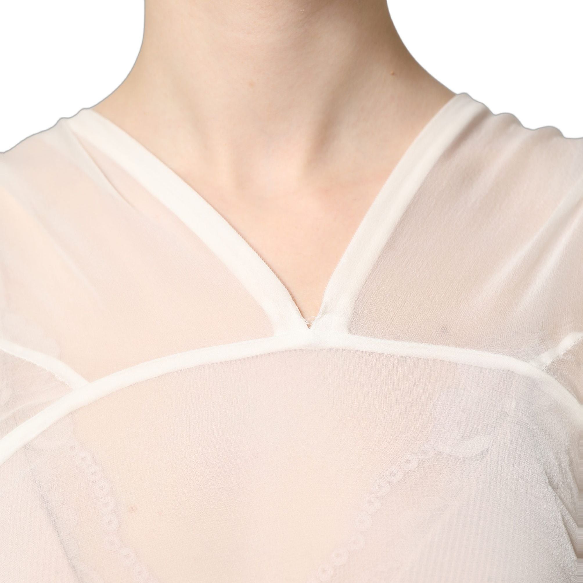 Dolce & Gabbana White Silk Sheer Draped Long Gown Dress